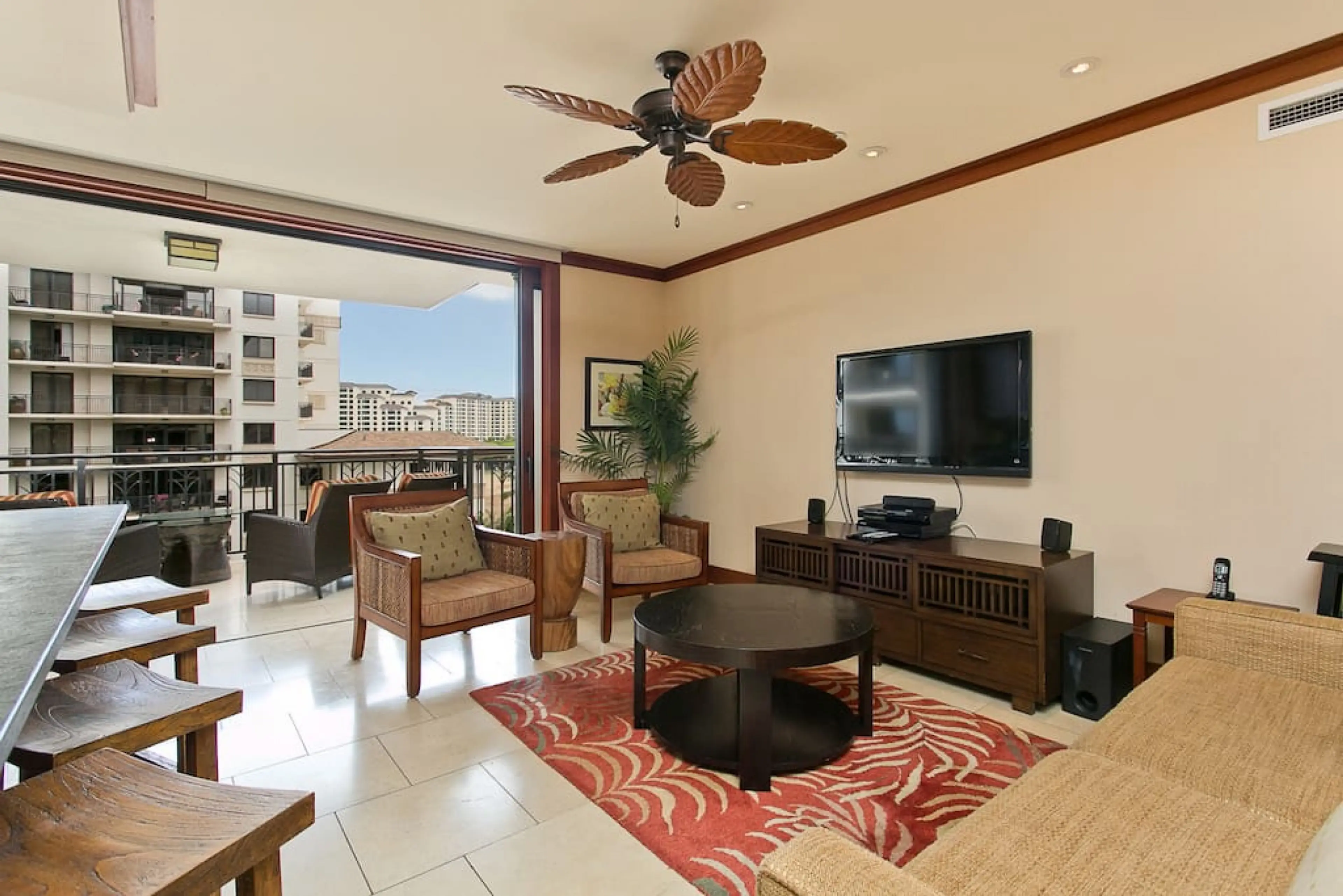 Dining area with sliding doors and refreshing ocean breeze