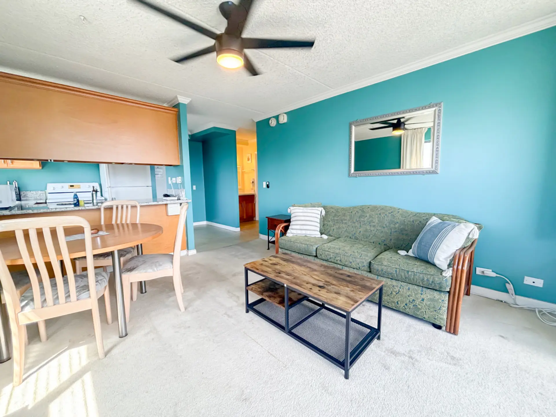 Living room with queen sofa bed