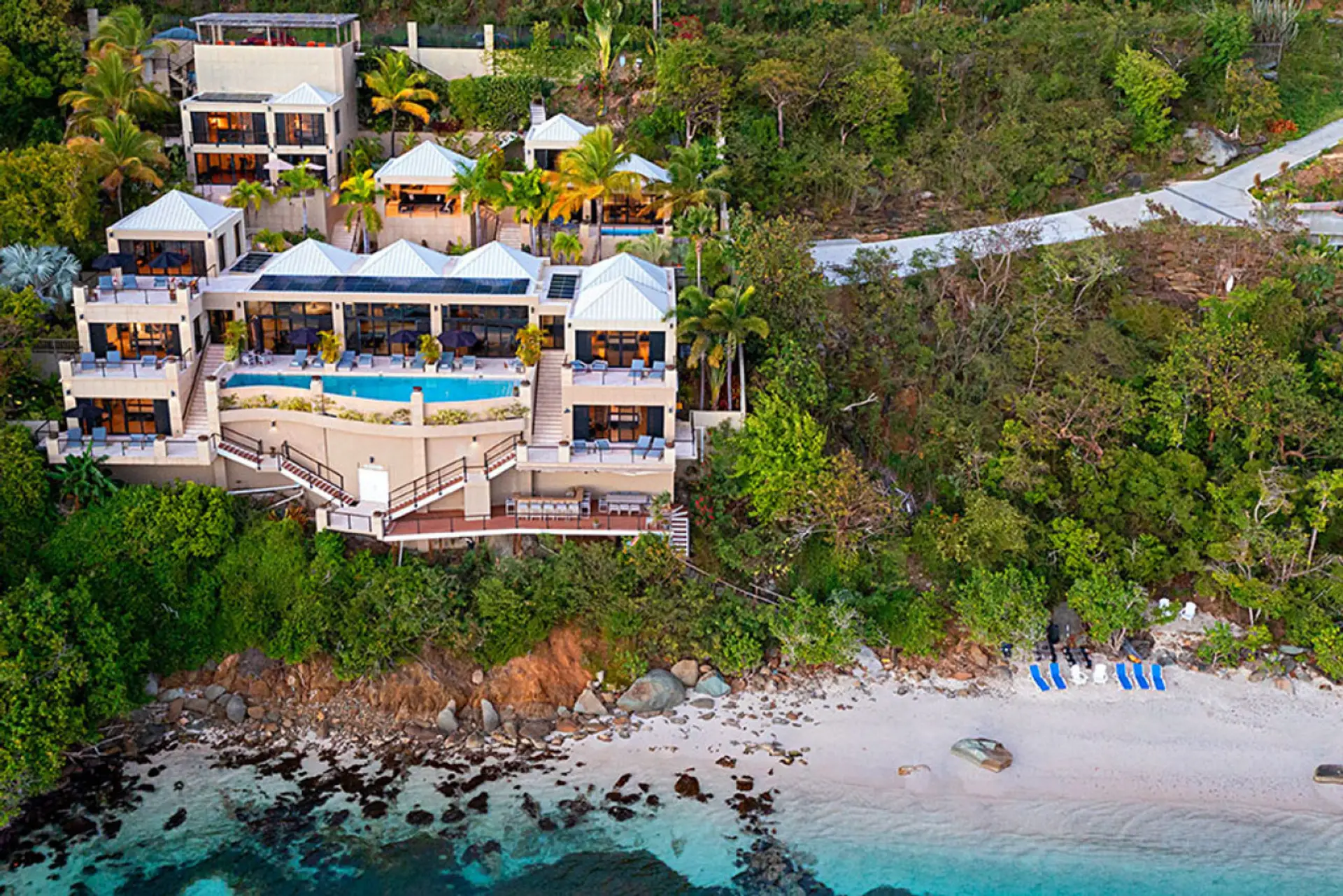 An aerial view of One Perfect Day and Little Magen's Beach