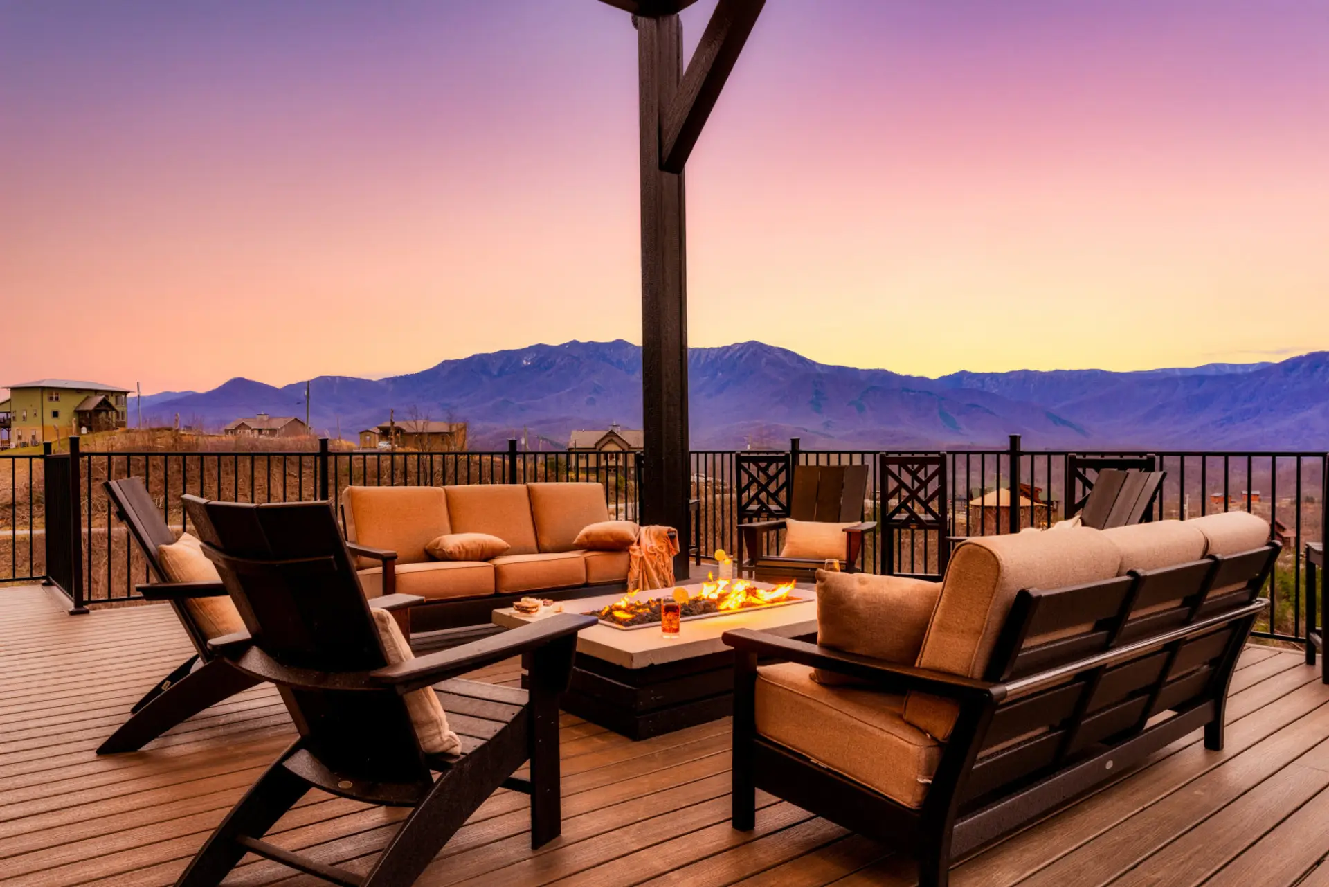 Enjoy sitting around the main level fire pit soaking in the views!