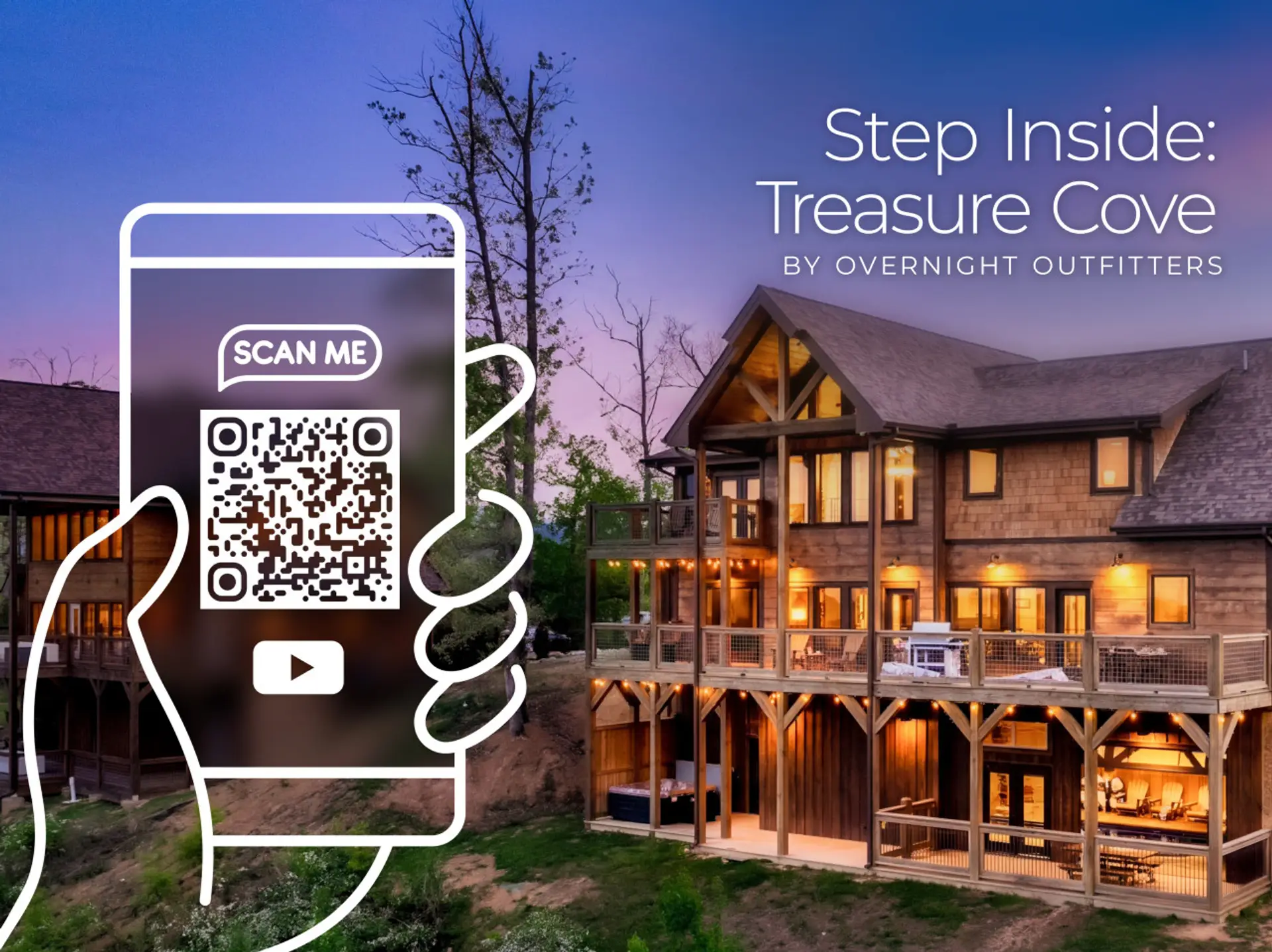 Scan the QR code or hold the QR code down for a tour of Treasure Cove!