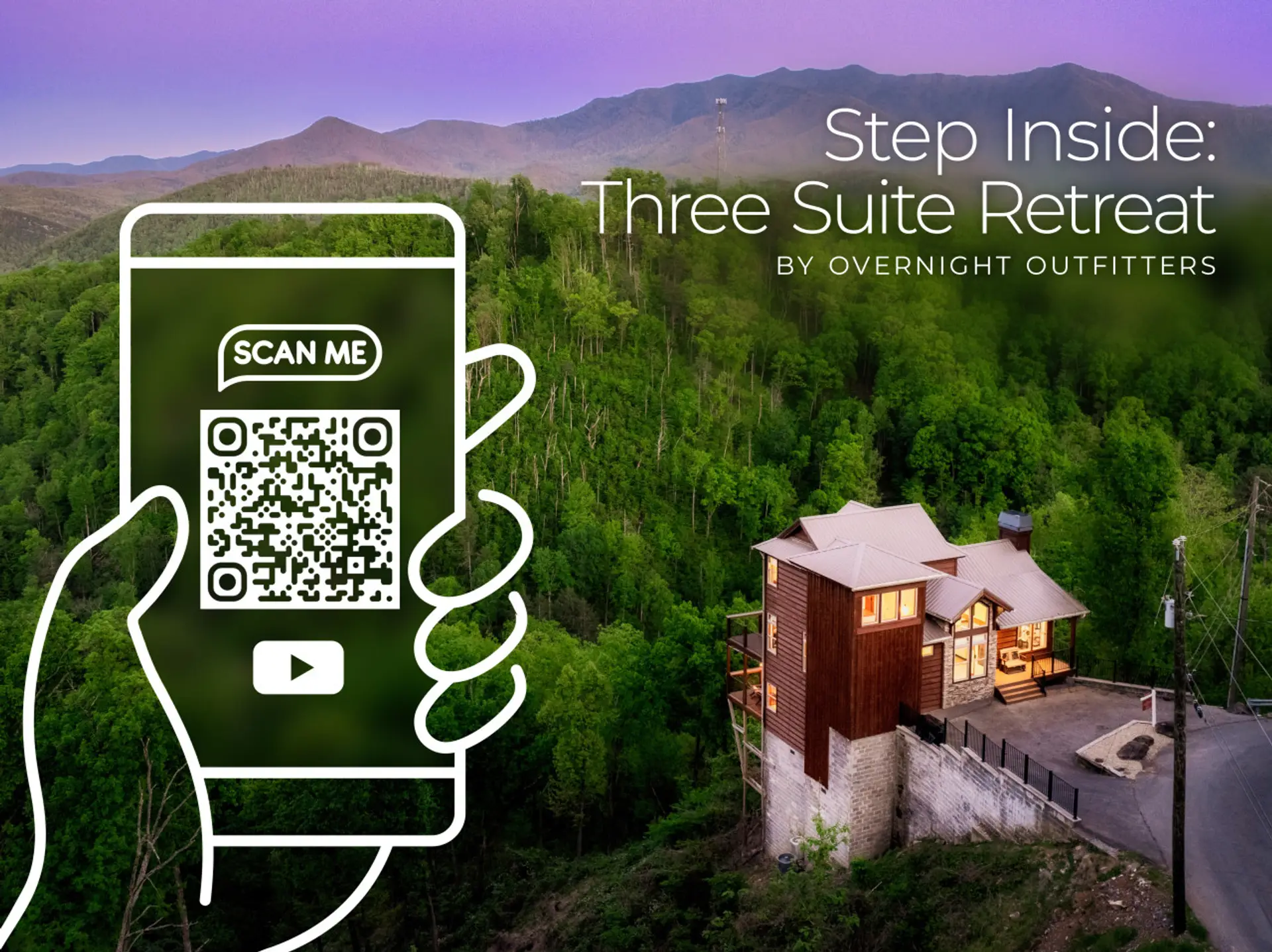 Scan the QR code or hold the QR code down for a tour of Three Suite Retreat!