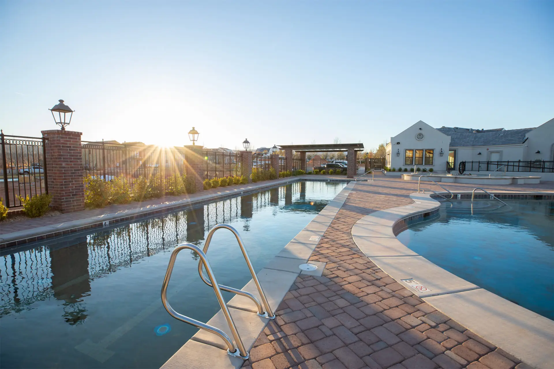 Heated community lap and swimming pools