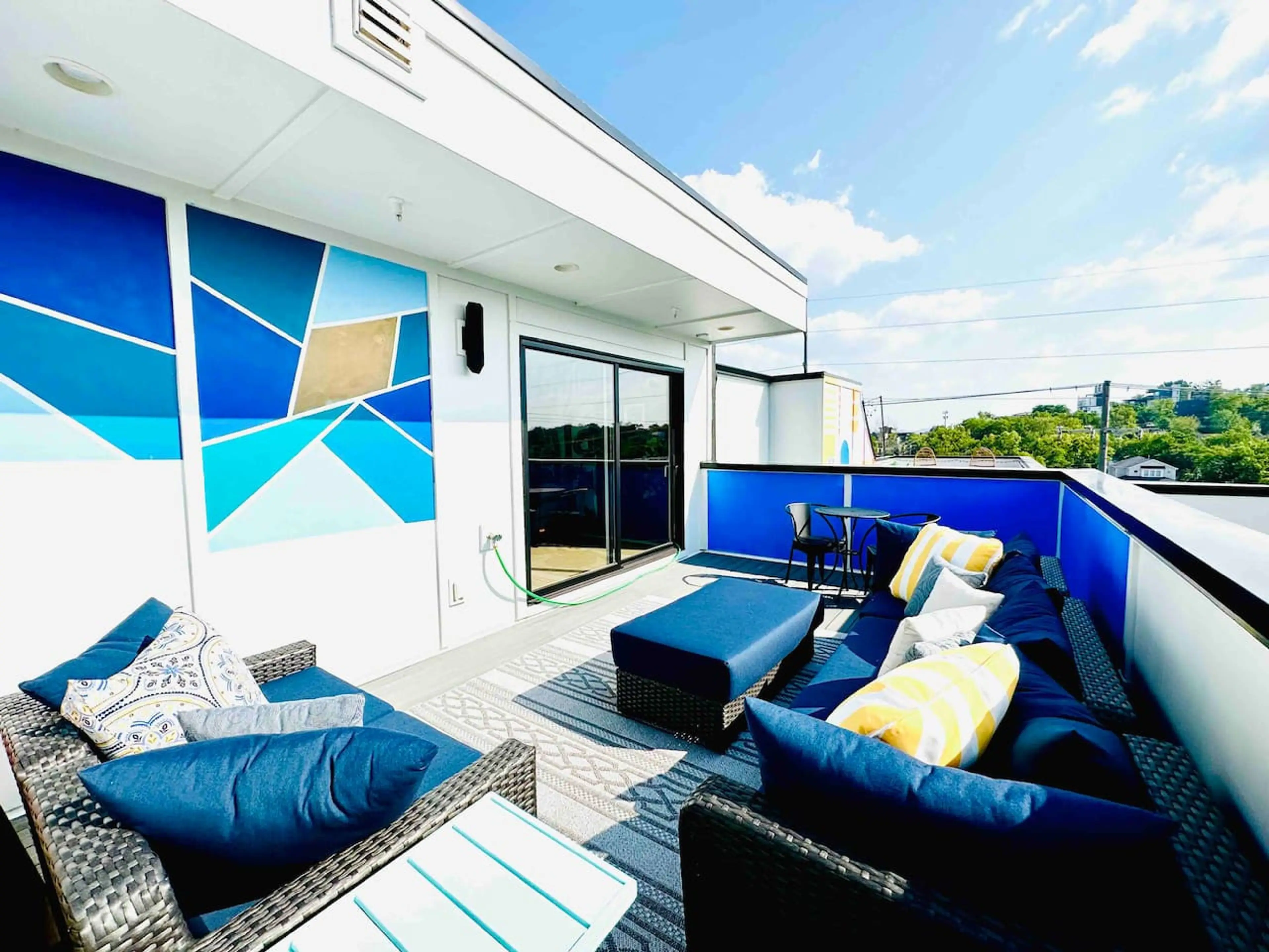 One of four private patio spaces