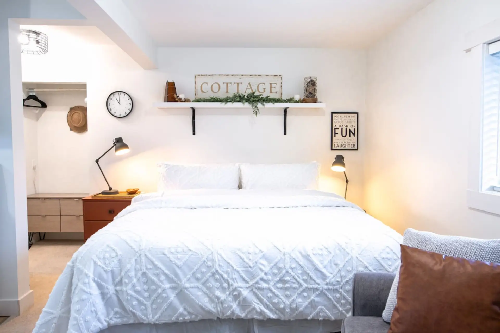 The king bed is located in the main area of the studio unit.