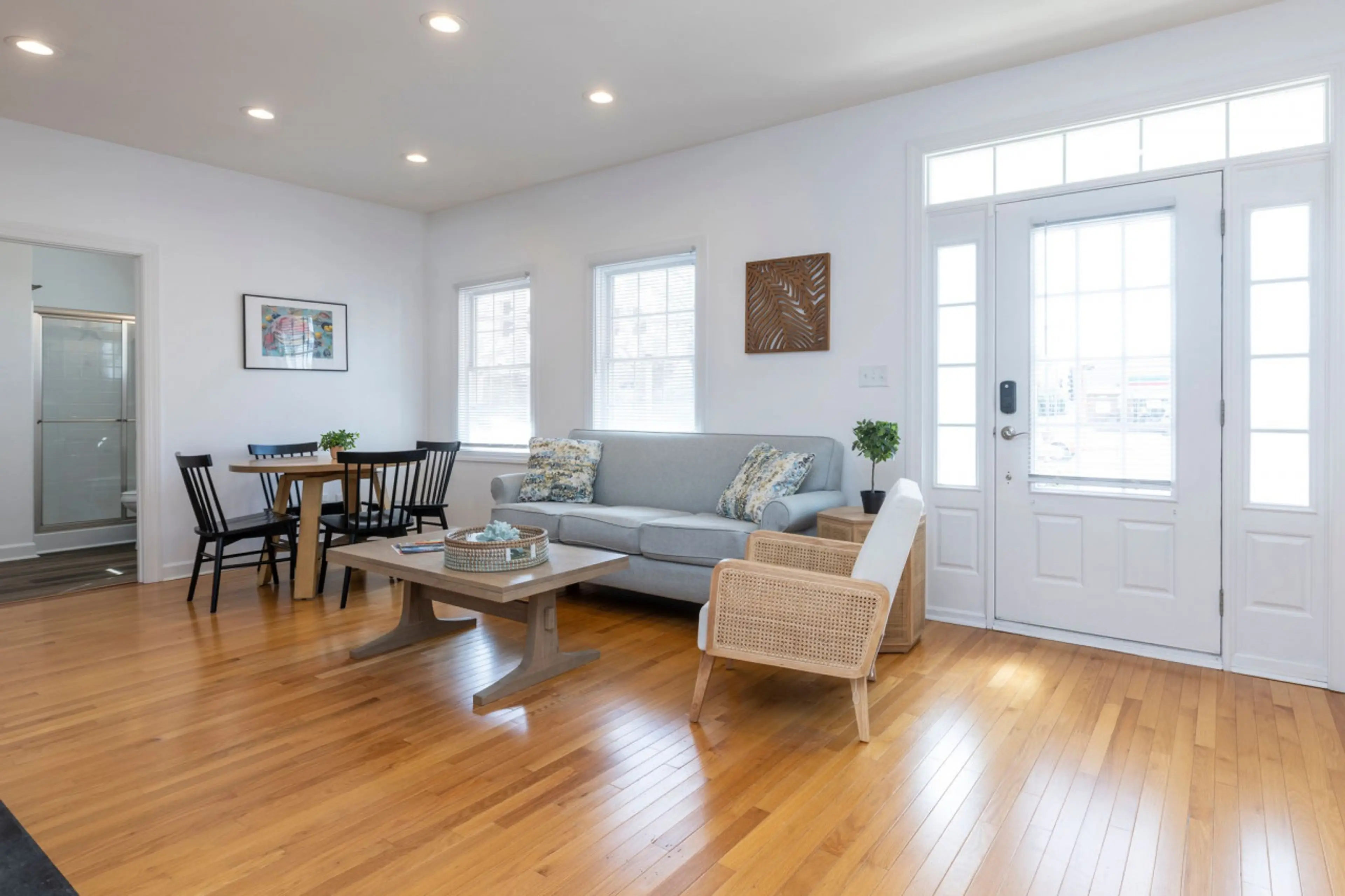 Open living and dining areas filled with natural light