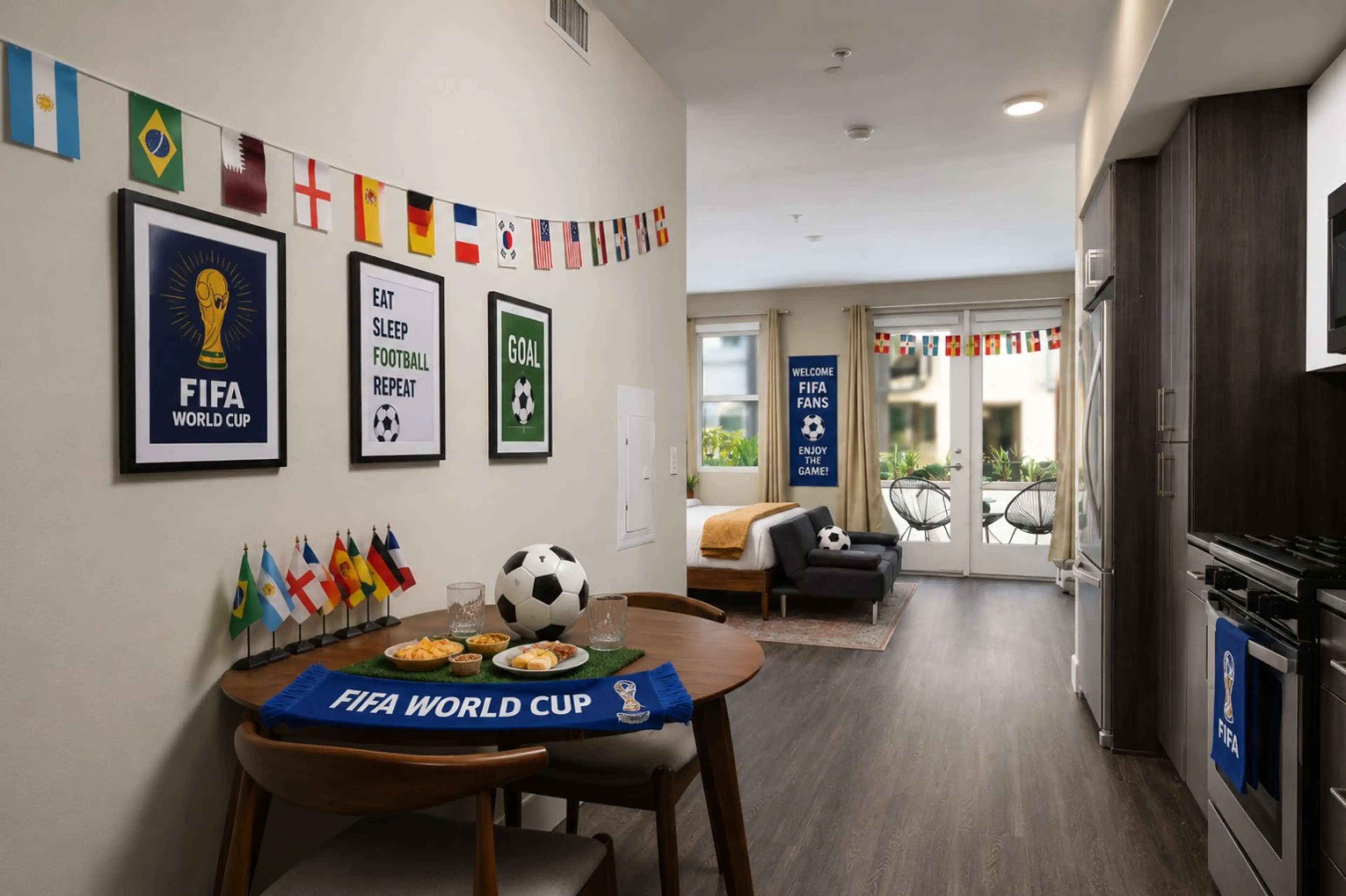Festive, open, and beautifully set up — cheer on your team at our FIFA World Cup Fan Zone right at your doorstep.