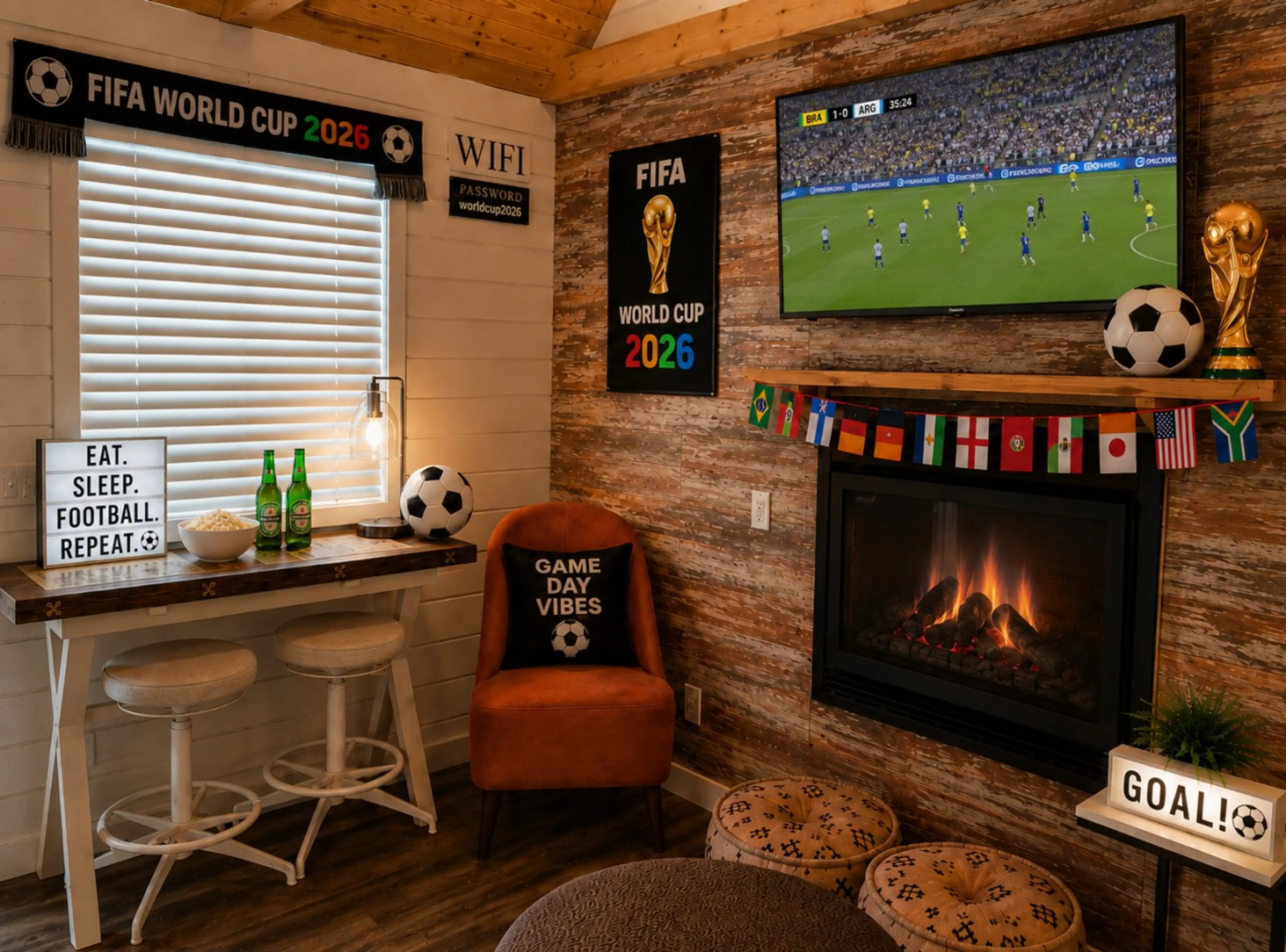Kick back at the eating bar while catching all the FIFA action live! ⚽🏆 Game Day Ready!