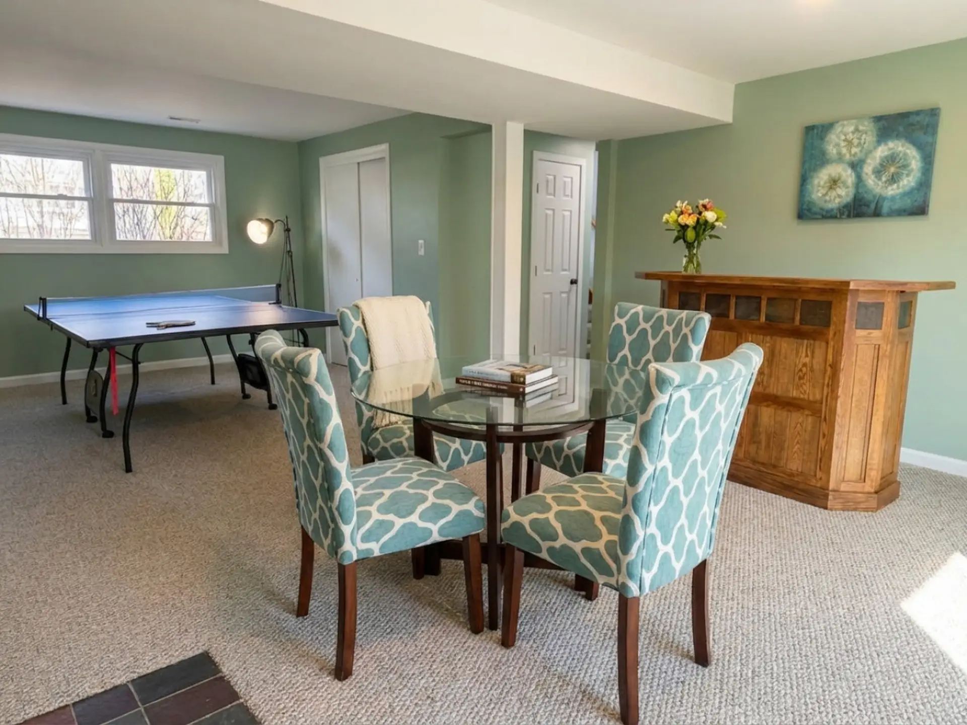 Lower level game room provides extra space for relaxation