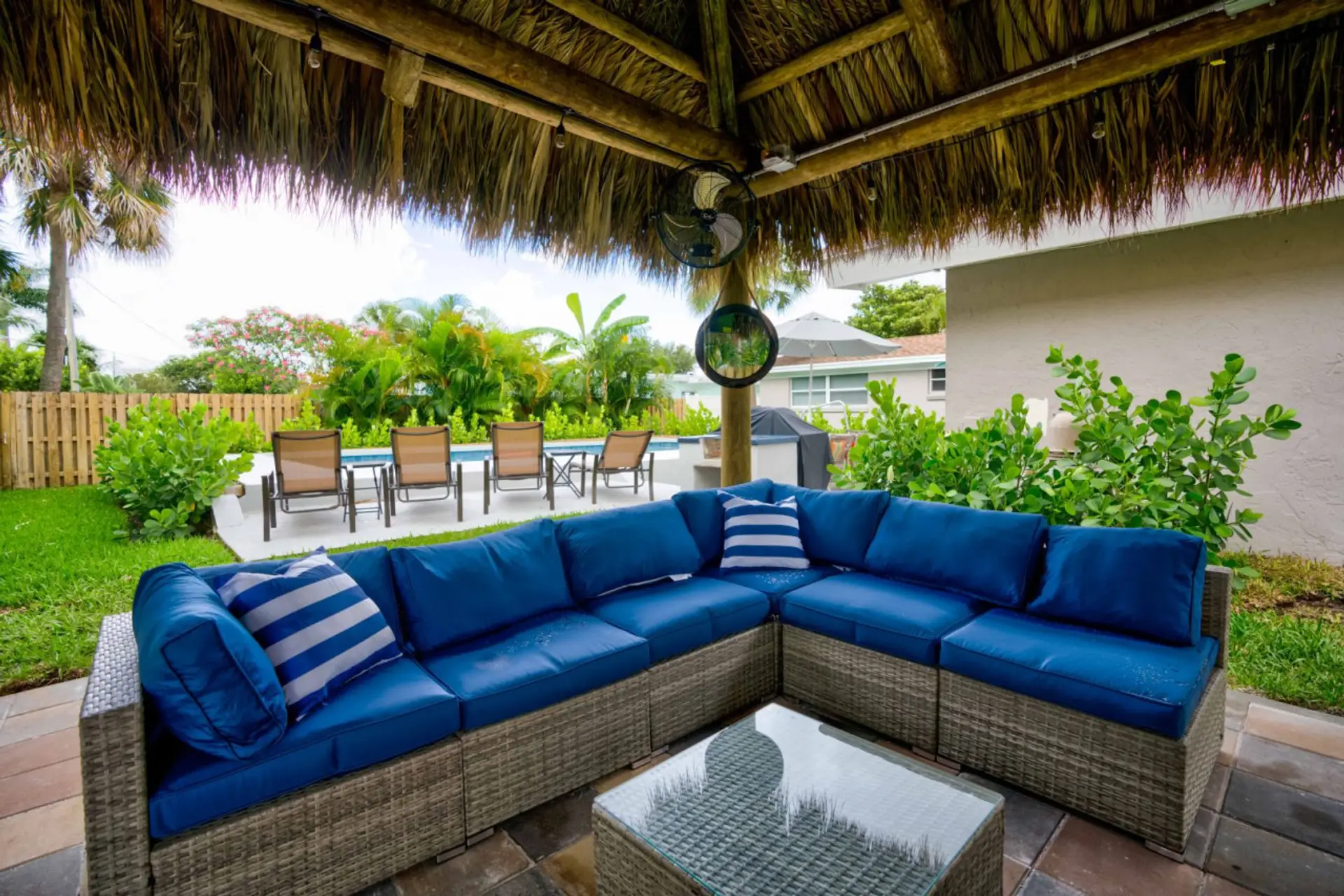 A cozy outdoor living space designed for relaxing afternoons and warm Florida evenings.
