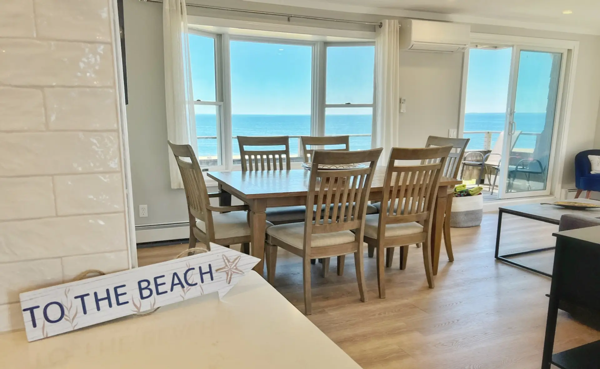 Spacious dining area with incredible coastal views.