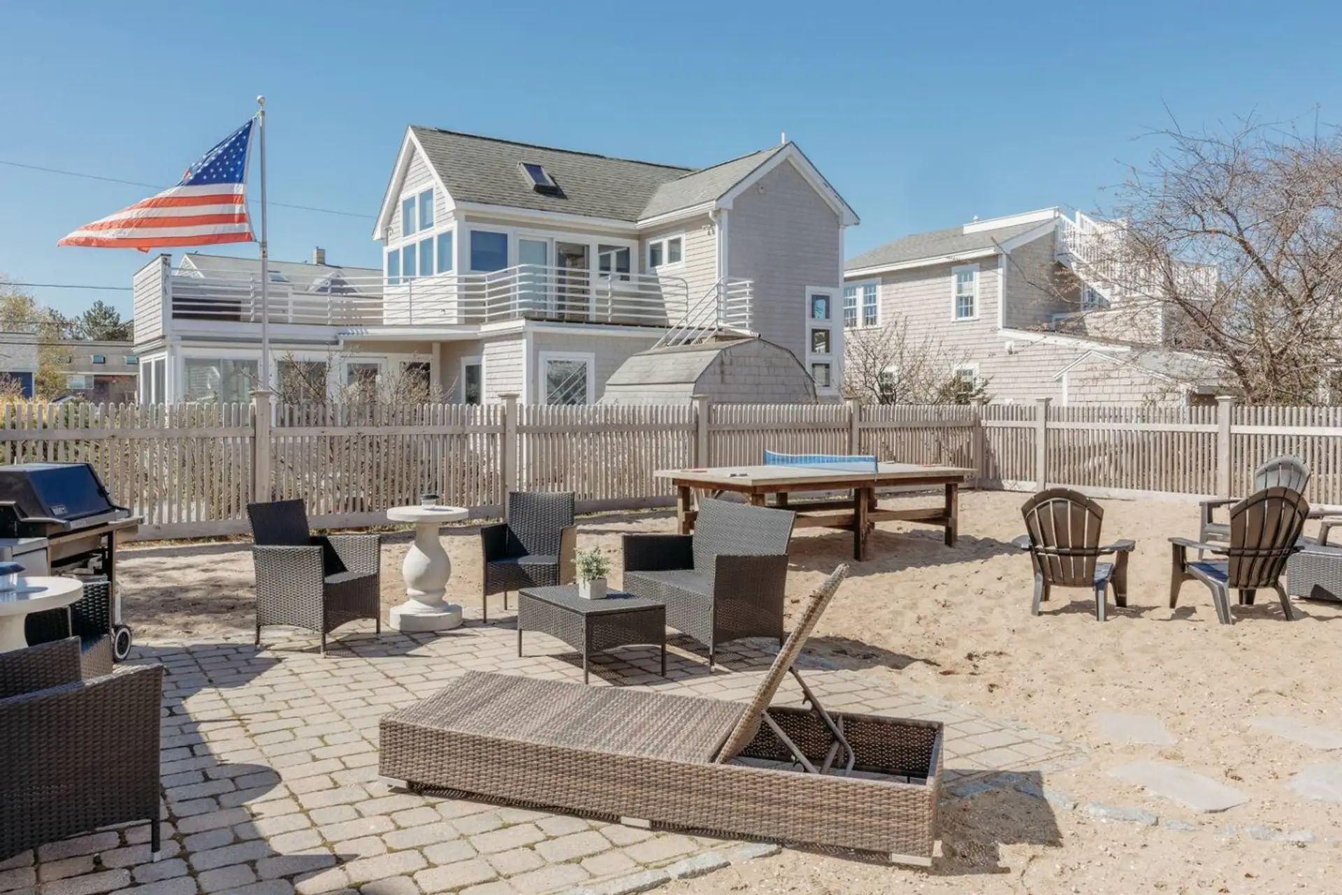 Outdoor gathering space with BBQ grill