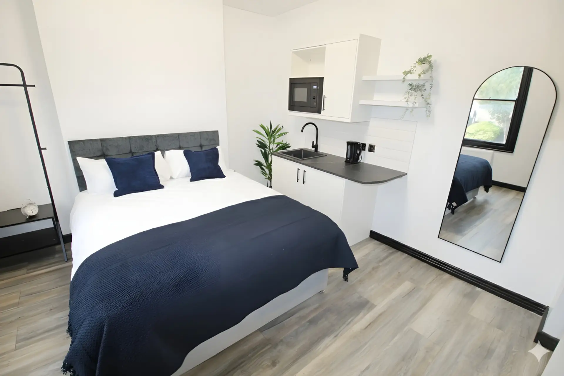 Bed with Kitchen View