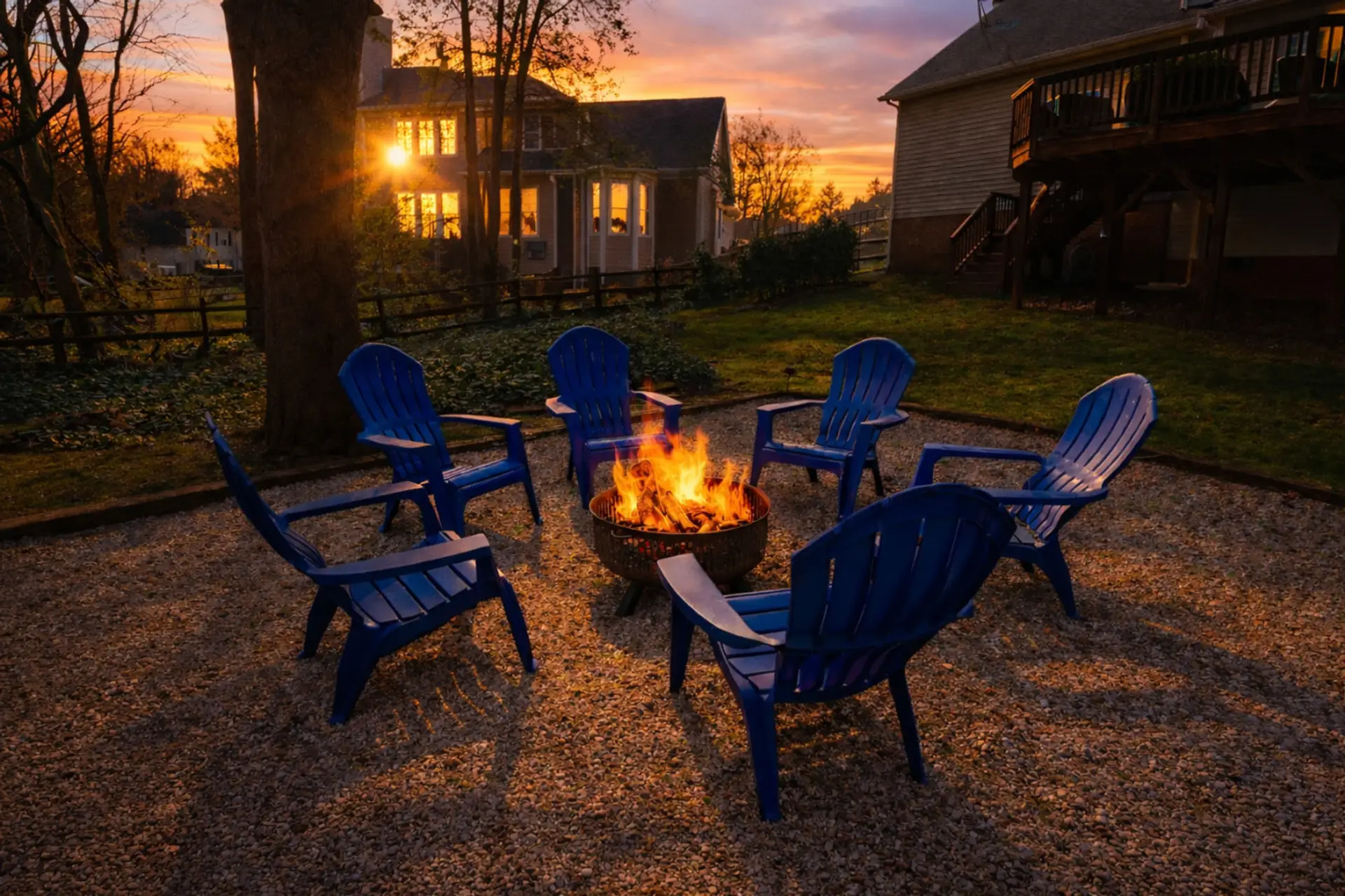 Sunset Gathering Around the Fire Pit