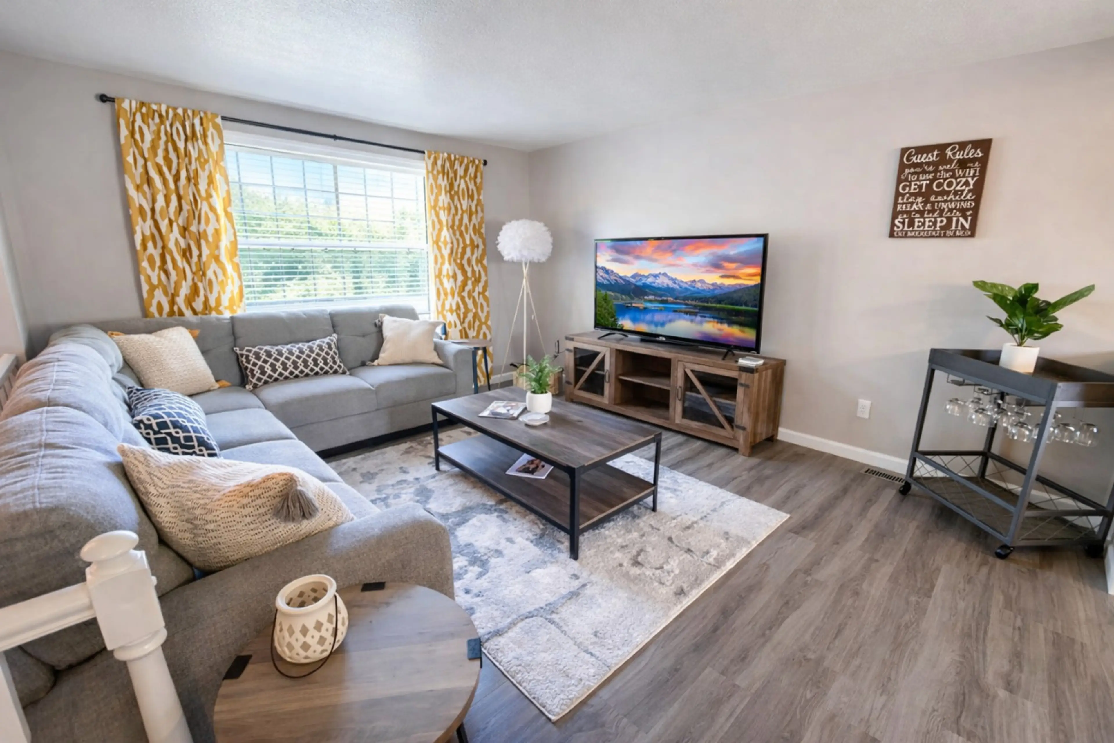 Upstairs Living Area with 50" Roku Streaming TV and Plenty of Natural Light