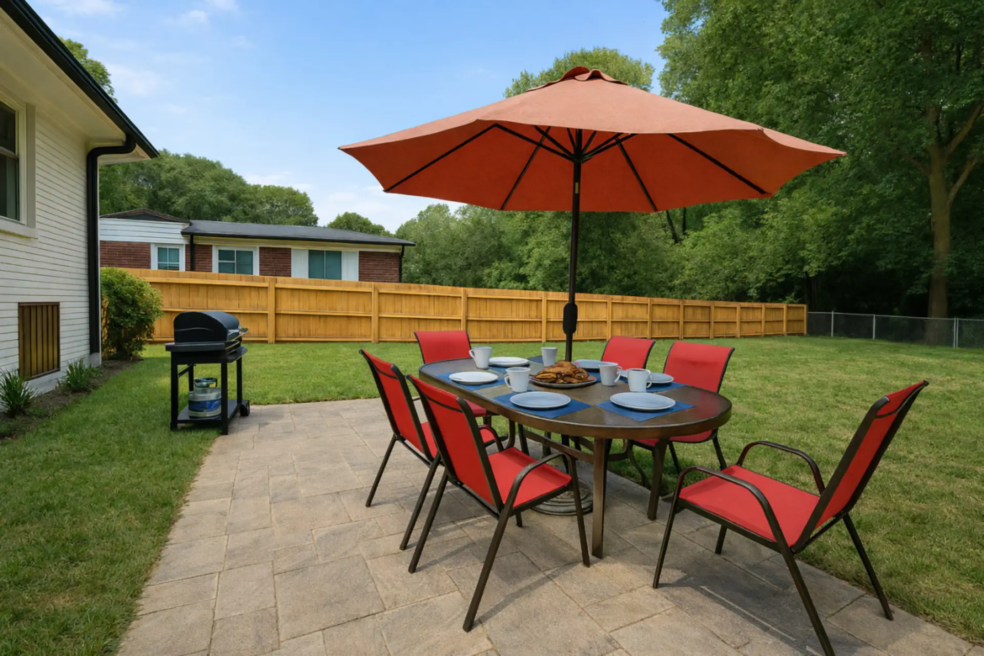 Enjoy Outdoor Living with Private Fenced in Backyard, Patio and Gas Grill