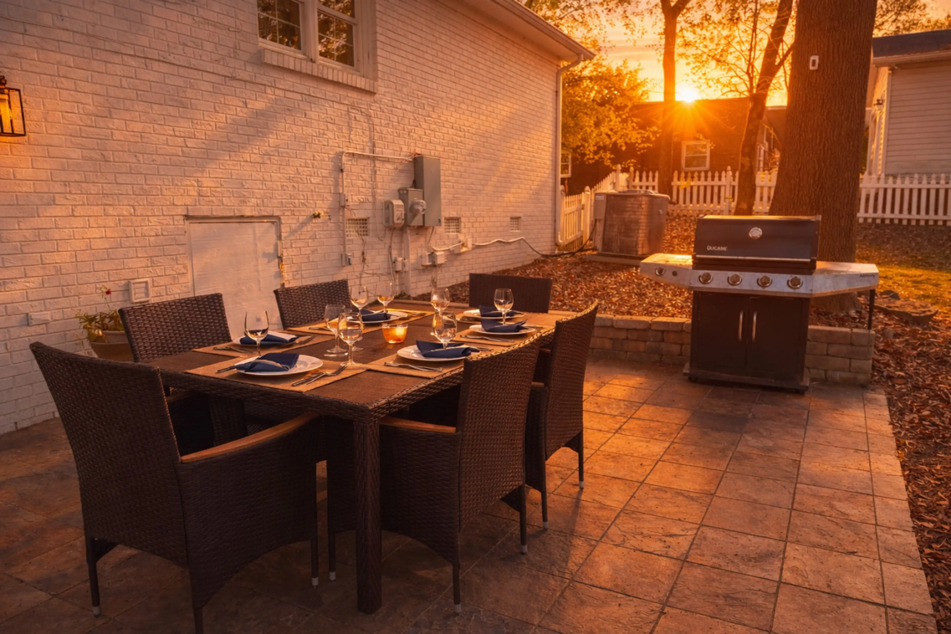 Outdoor Dining by Sunset - Propane Gas Grill