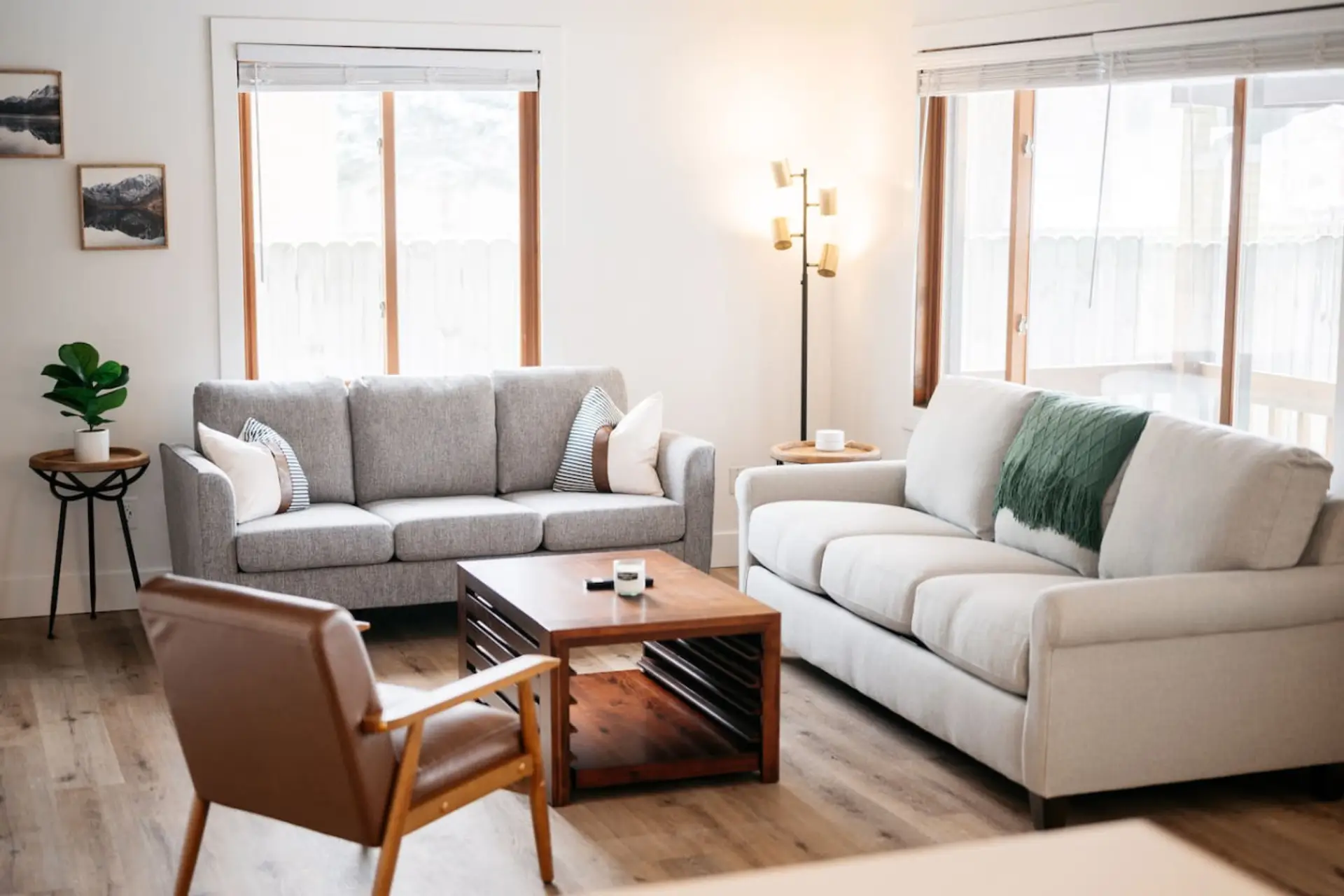 Comfortable sitting area with one queen pull out couch