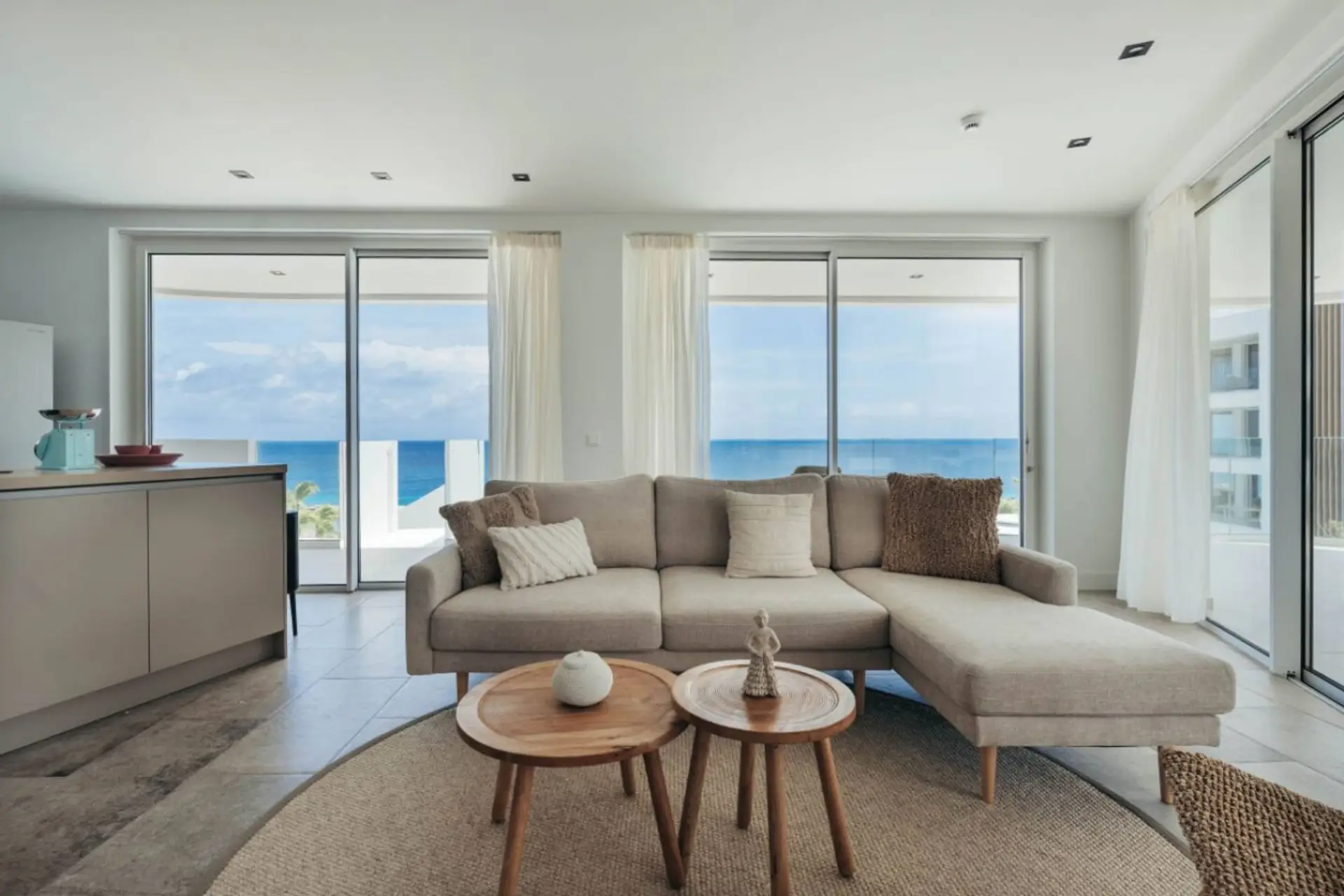Welcome to the living room of One Mambo 35—bright, breezy, and made for laid-back mornings with an ocean view.