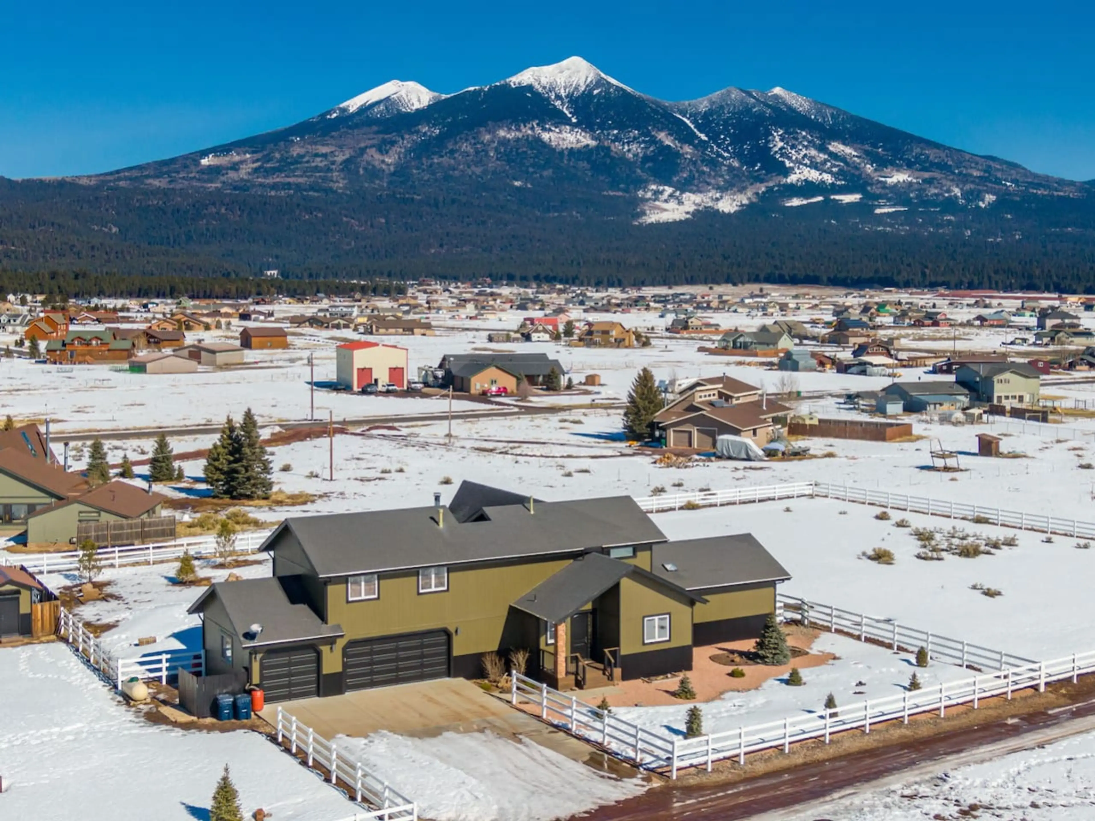 Beautiful aerial shot of home with scenic mountain views