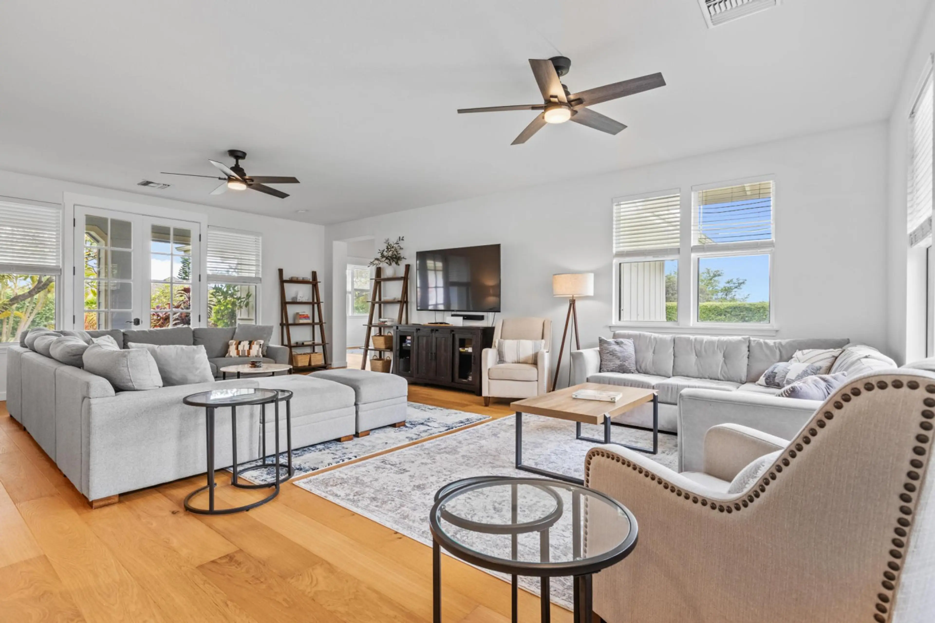 Bright and open with lots of comfortable seating options