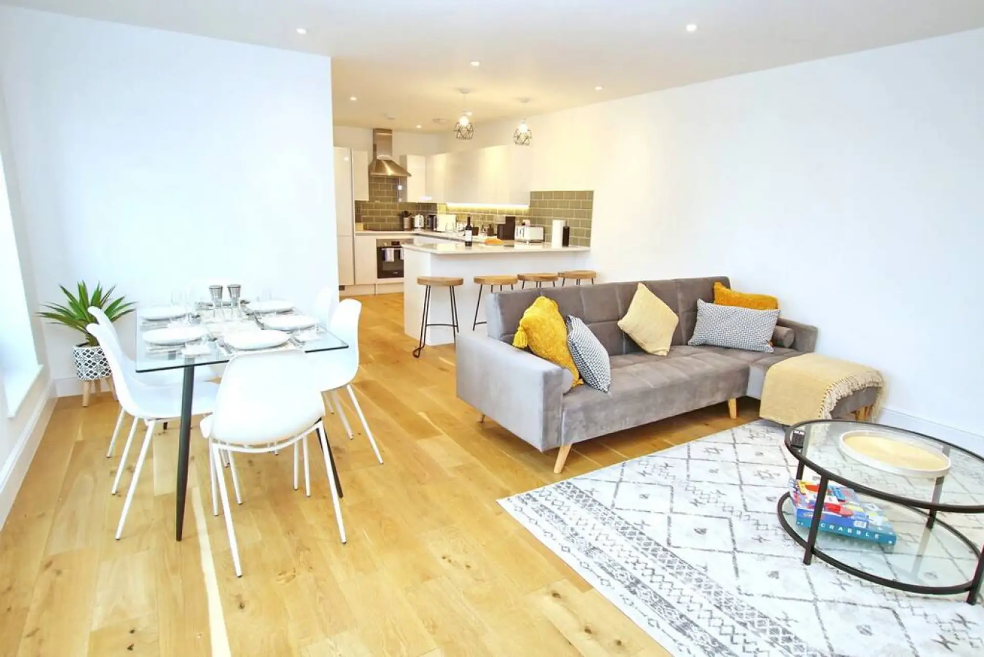 Gather, dine, and relax in one bright, open space.