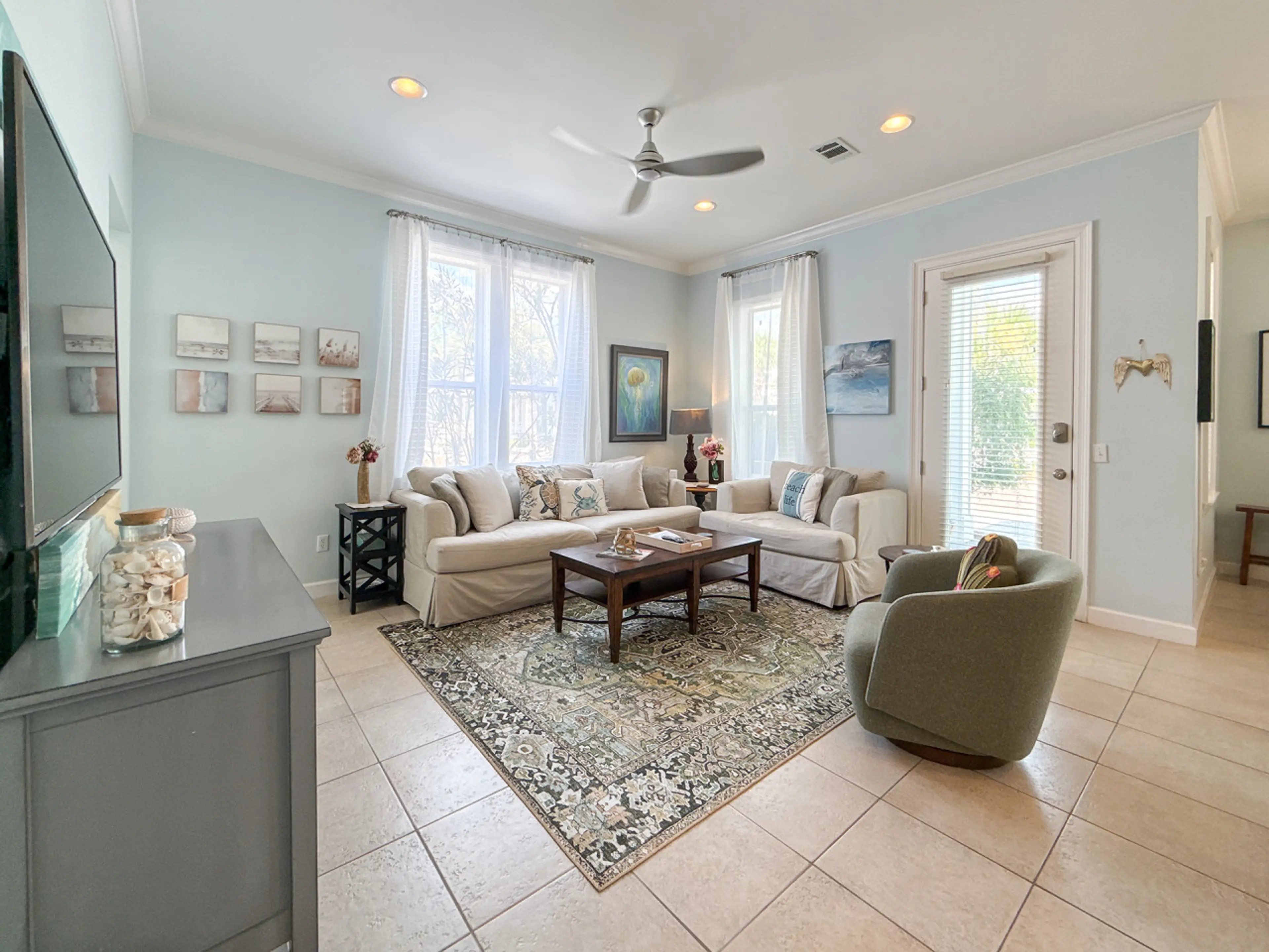 Newly finished living room with stylish furniture and plenty of natural light.