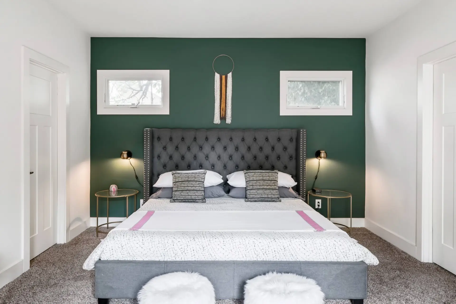 Cozy master bedroom with a king bed on the first level.