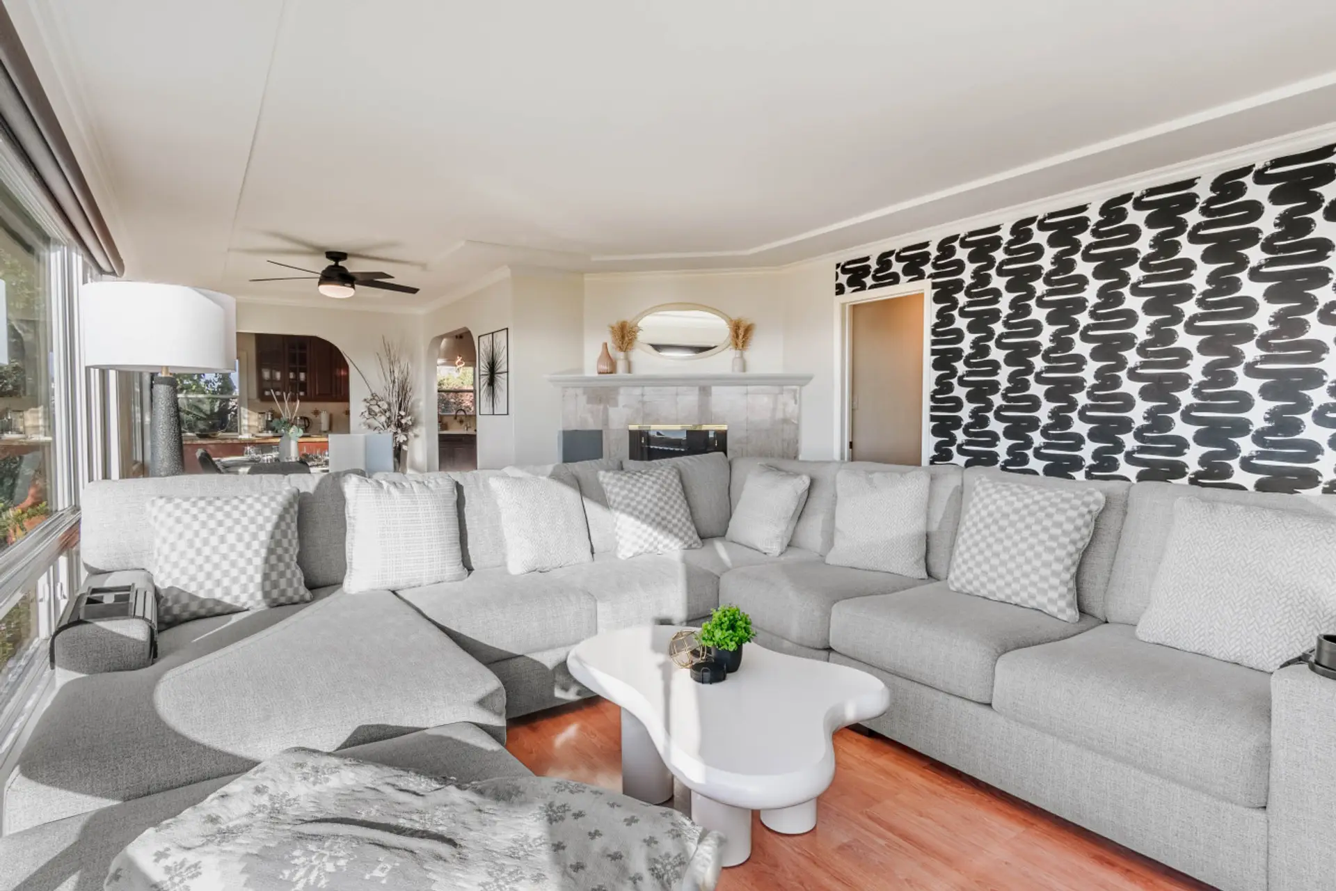 Spacious cozy living area.