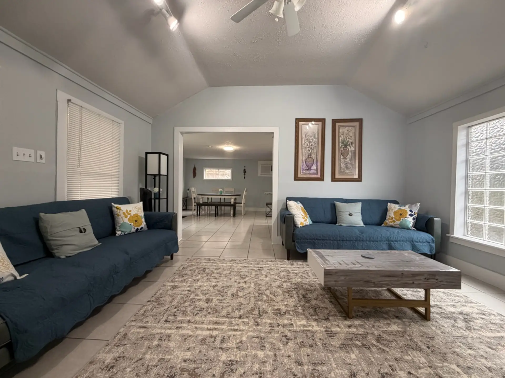 Enjoy a cozy, open living space with vaulted ceilings and ample seating—perfect for relaxing, entertaining, or spending quality time together.