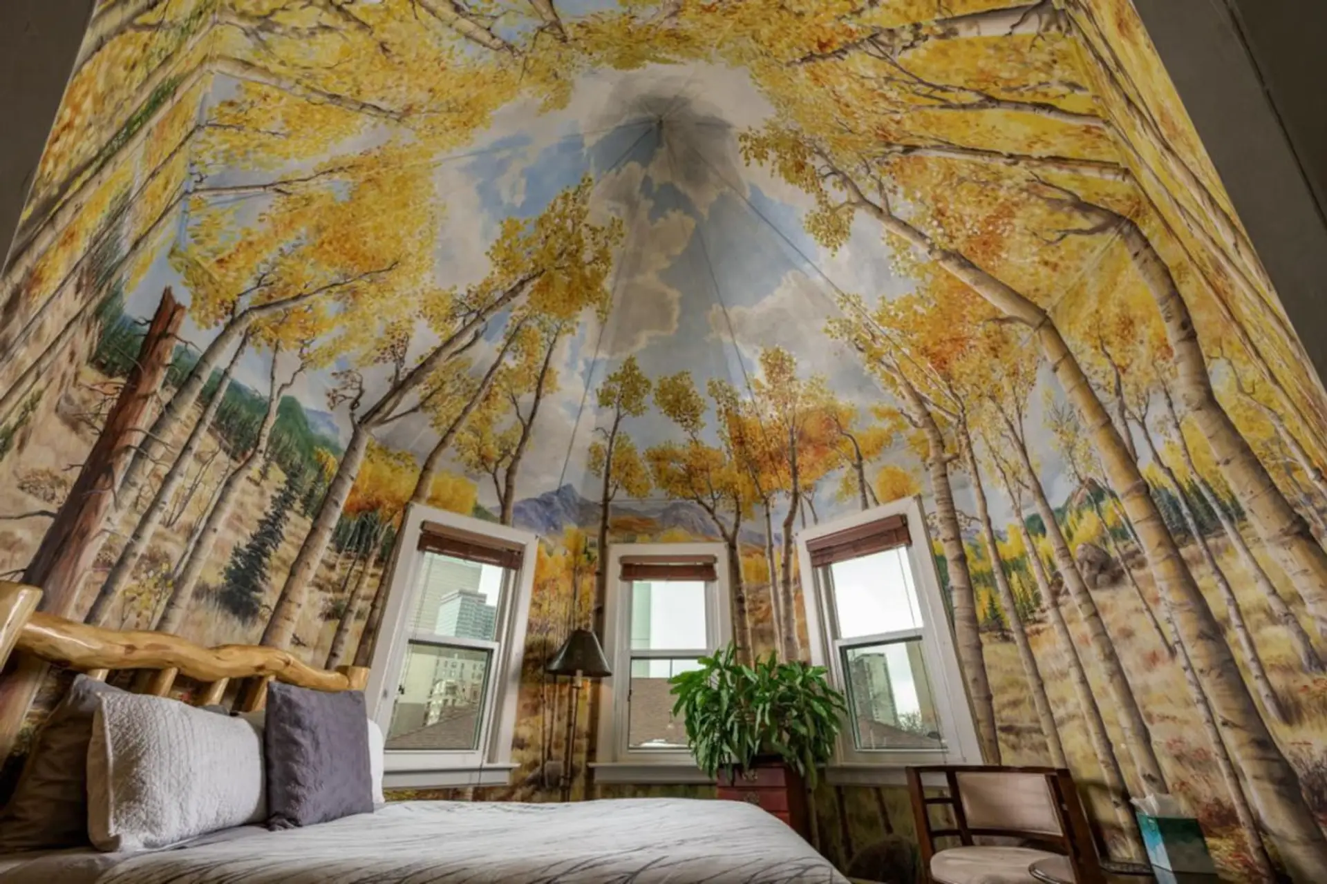 Hand Painted Aspen Tree Mural