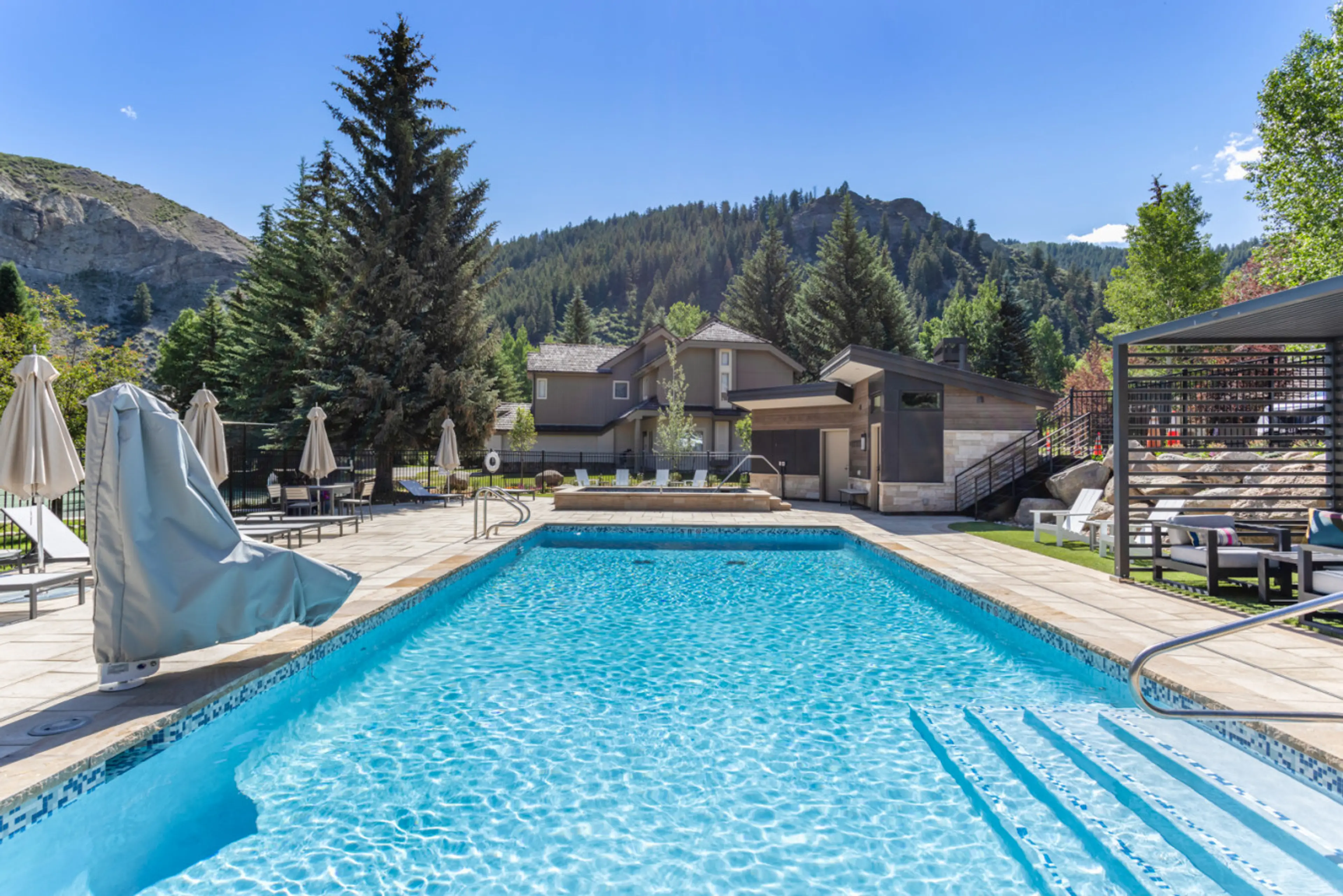 Refreshing community pool, hot tub, and tennis court