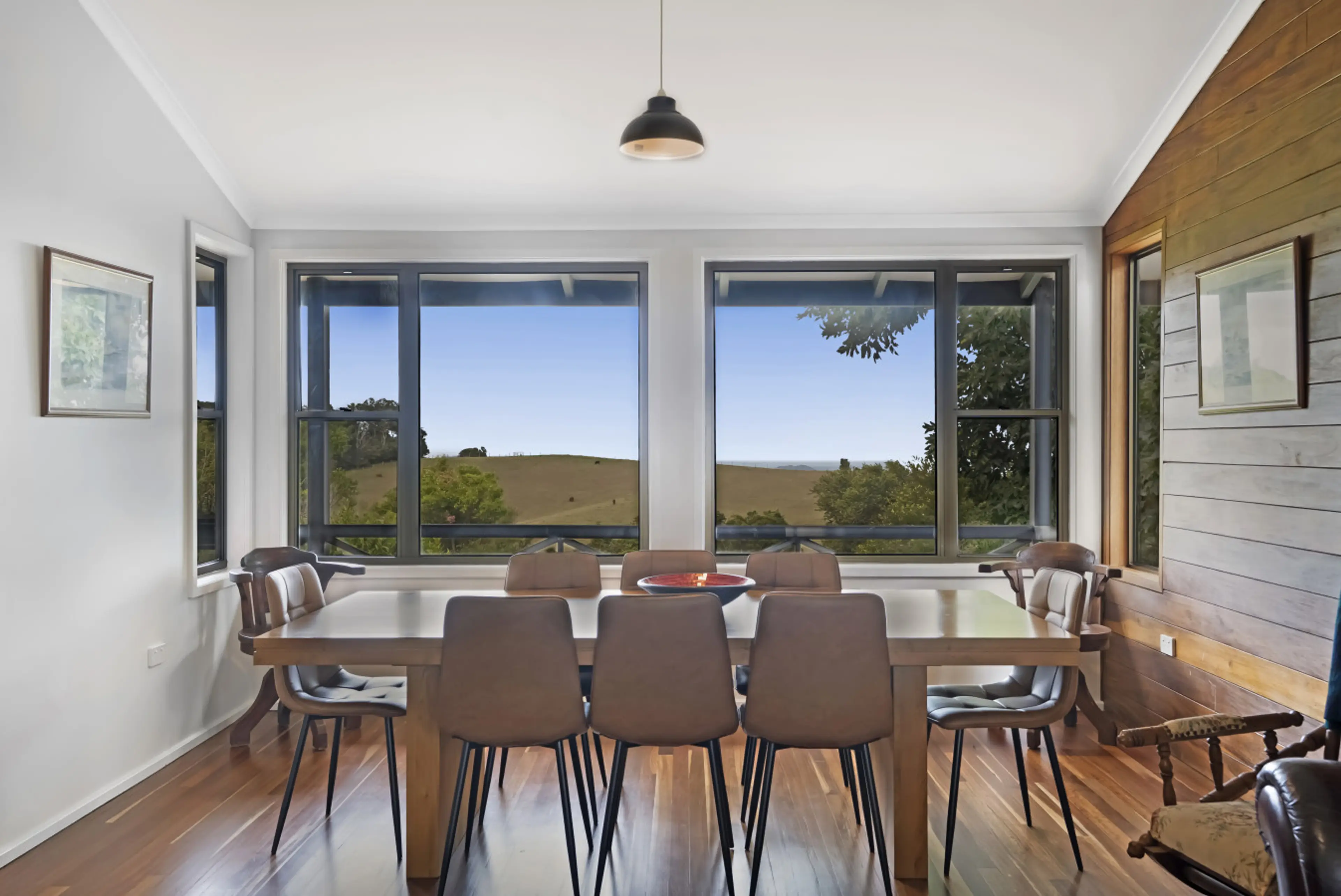 Dining area with sweeping views of the rolling hills