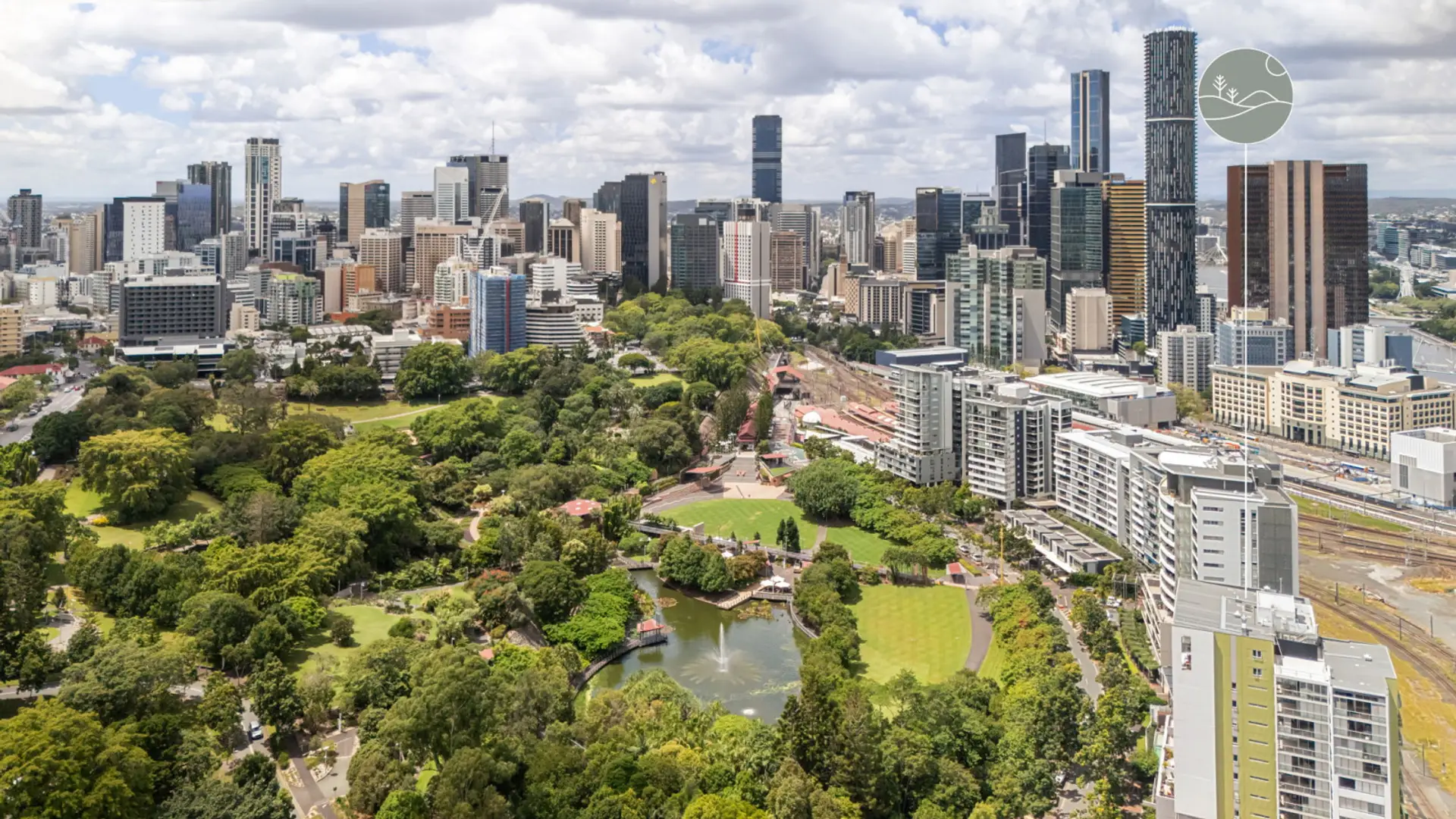 Birds-eye view of Roma Street Parklands and Unit location