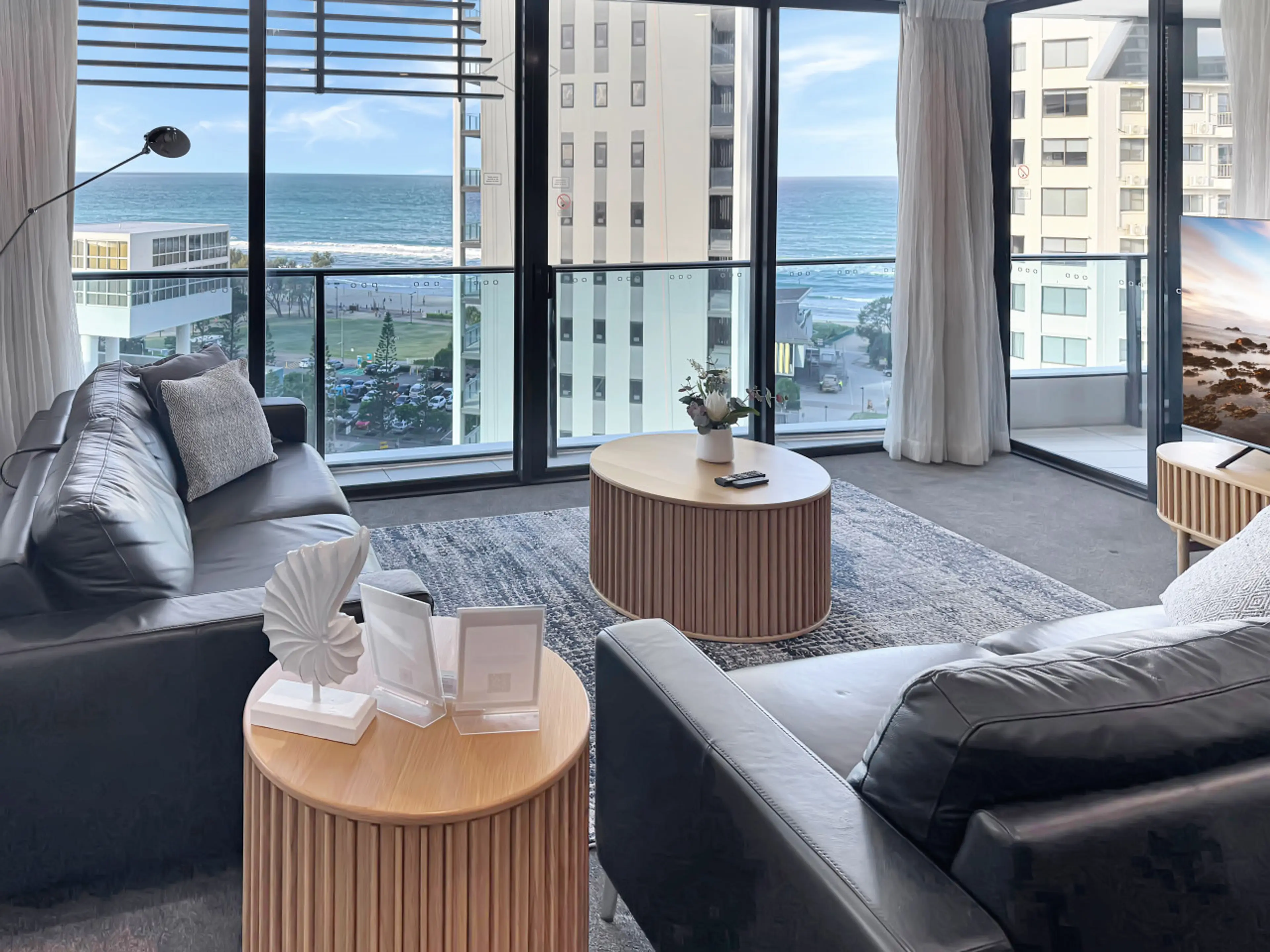 Open plan living and dining with ocean views