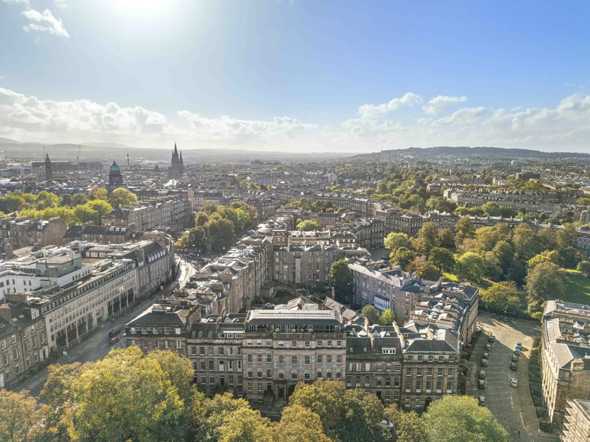 Stunning panoramic views across Edinburgh’s historic skyline and surrounding hills
