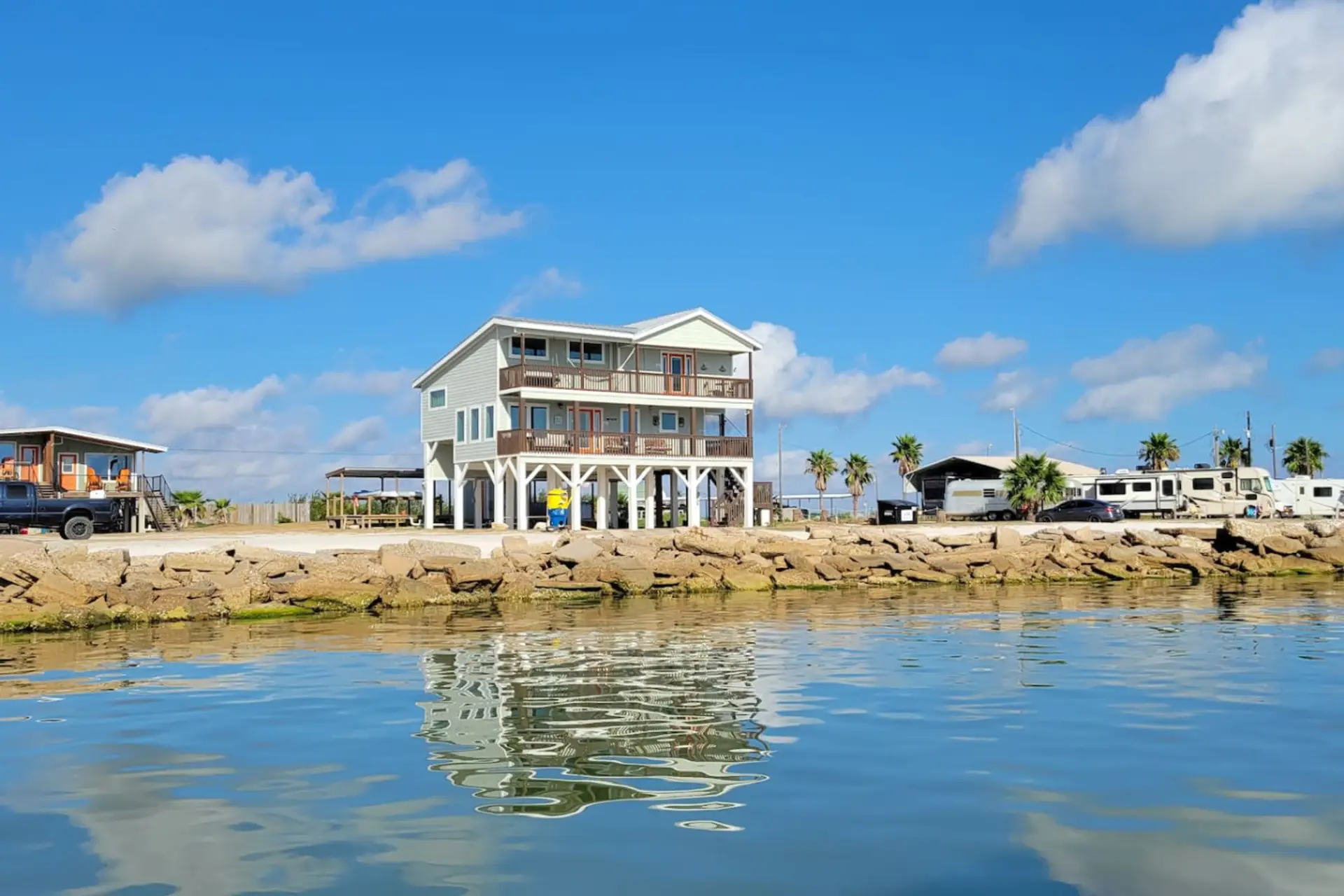 Waterfront home with over 800 SF of balconies with breathtaking views of the bay.