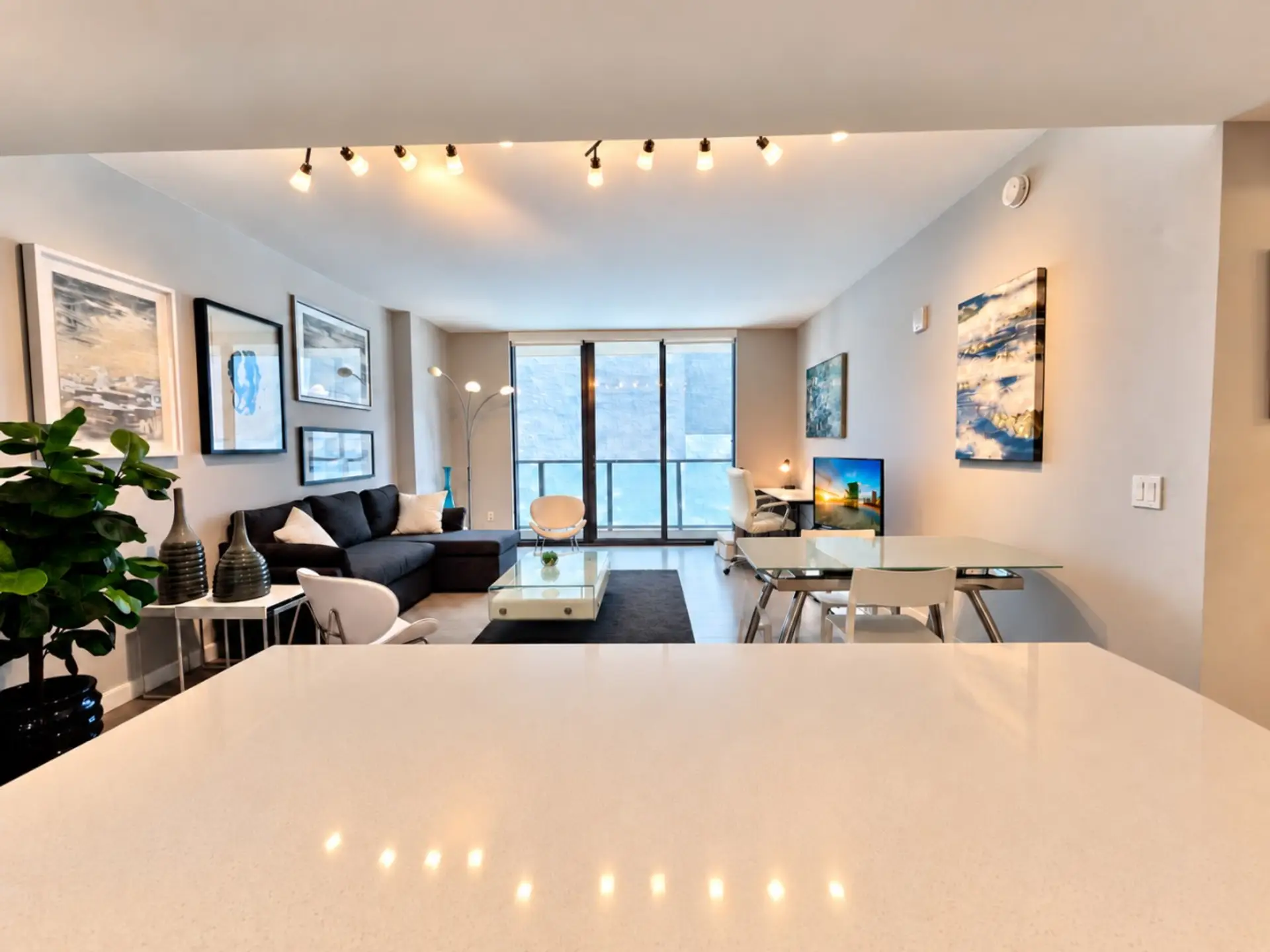 Open-plan kitchen and living room.