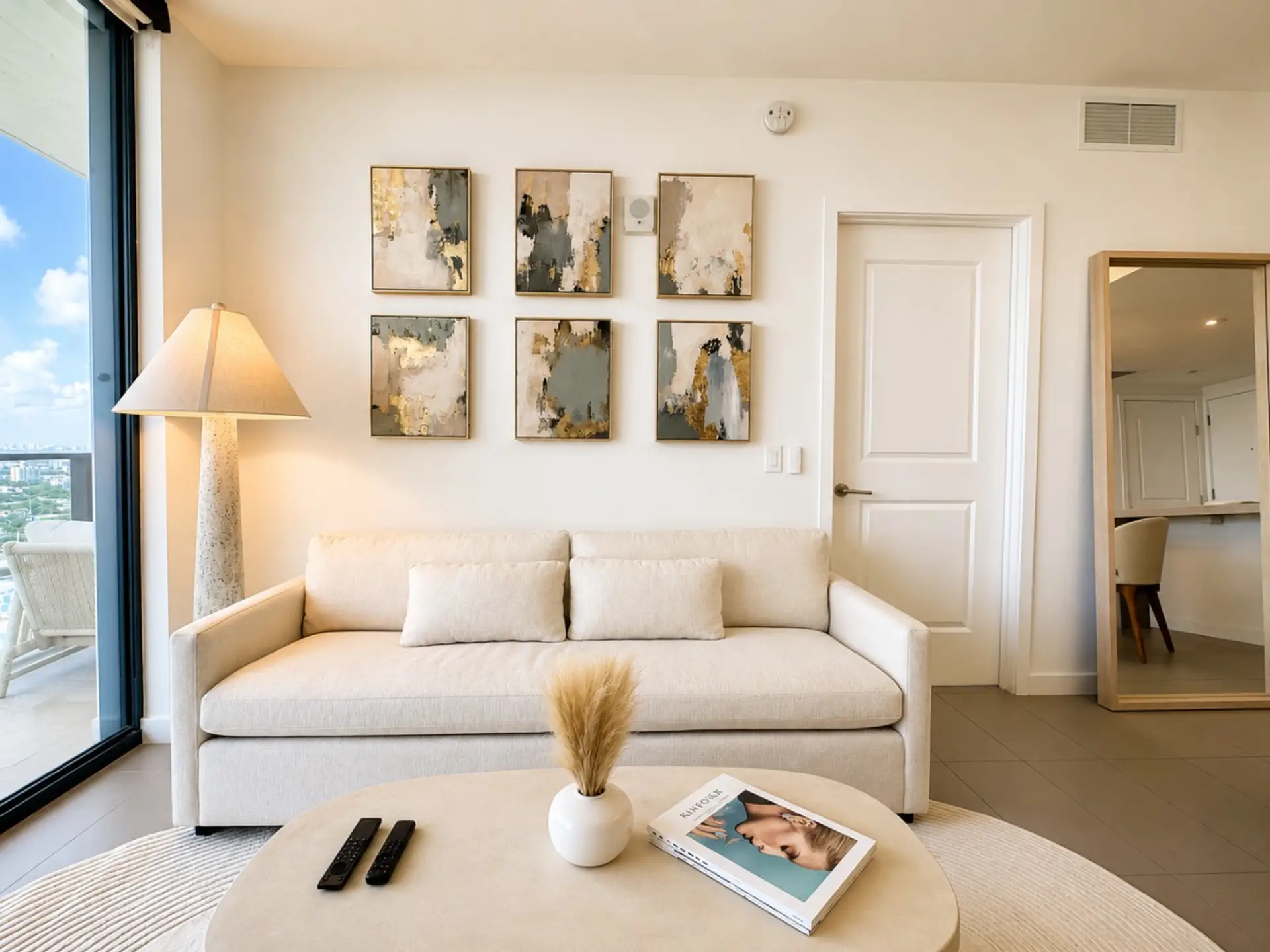 Relax in a bright, modern living space.
