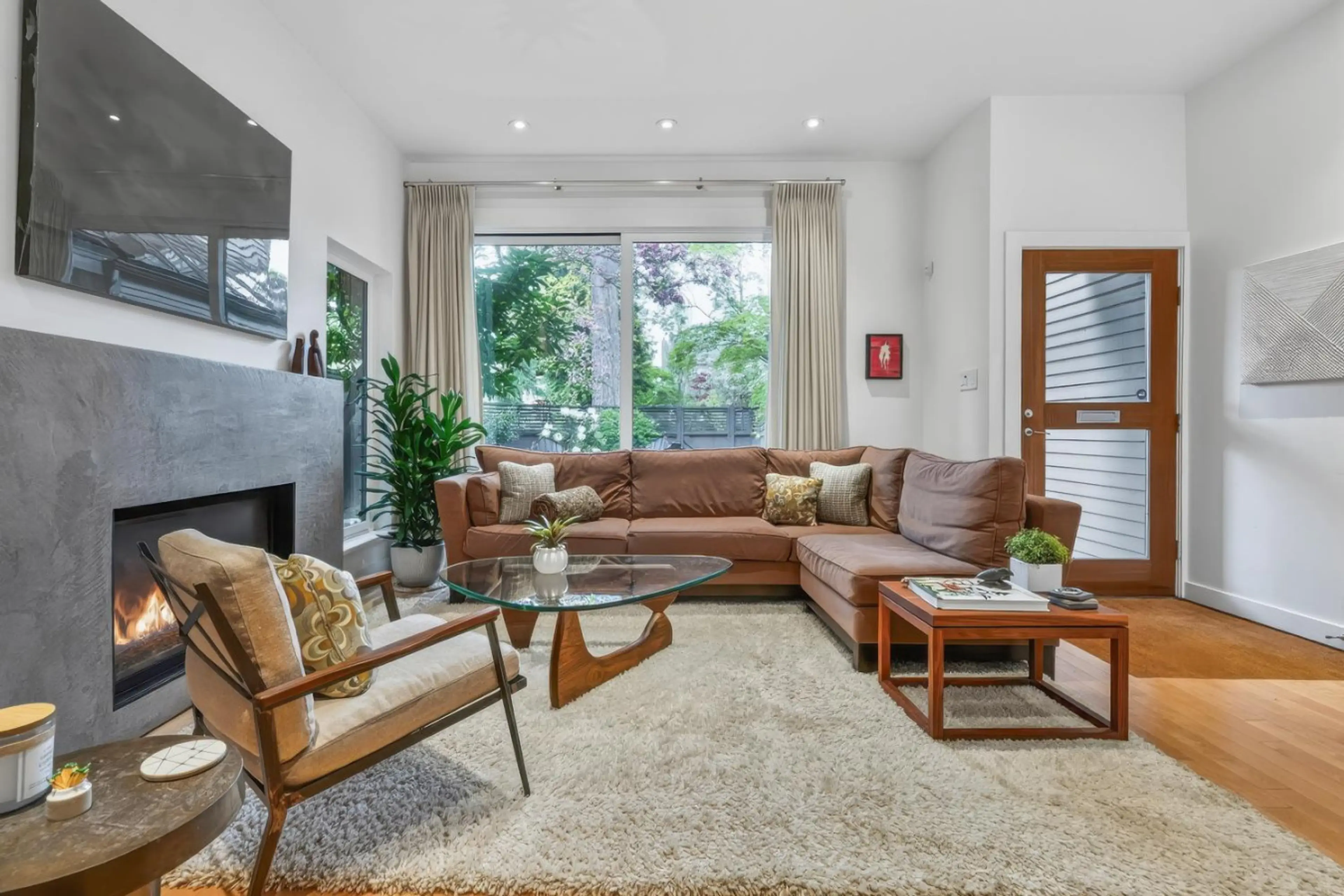 Large living room with fireplace