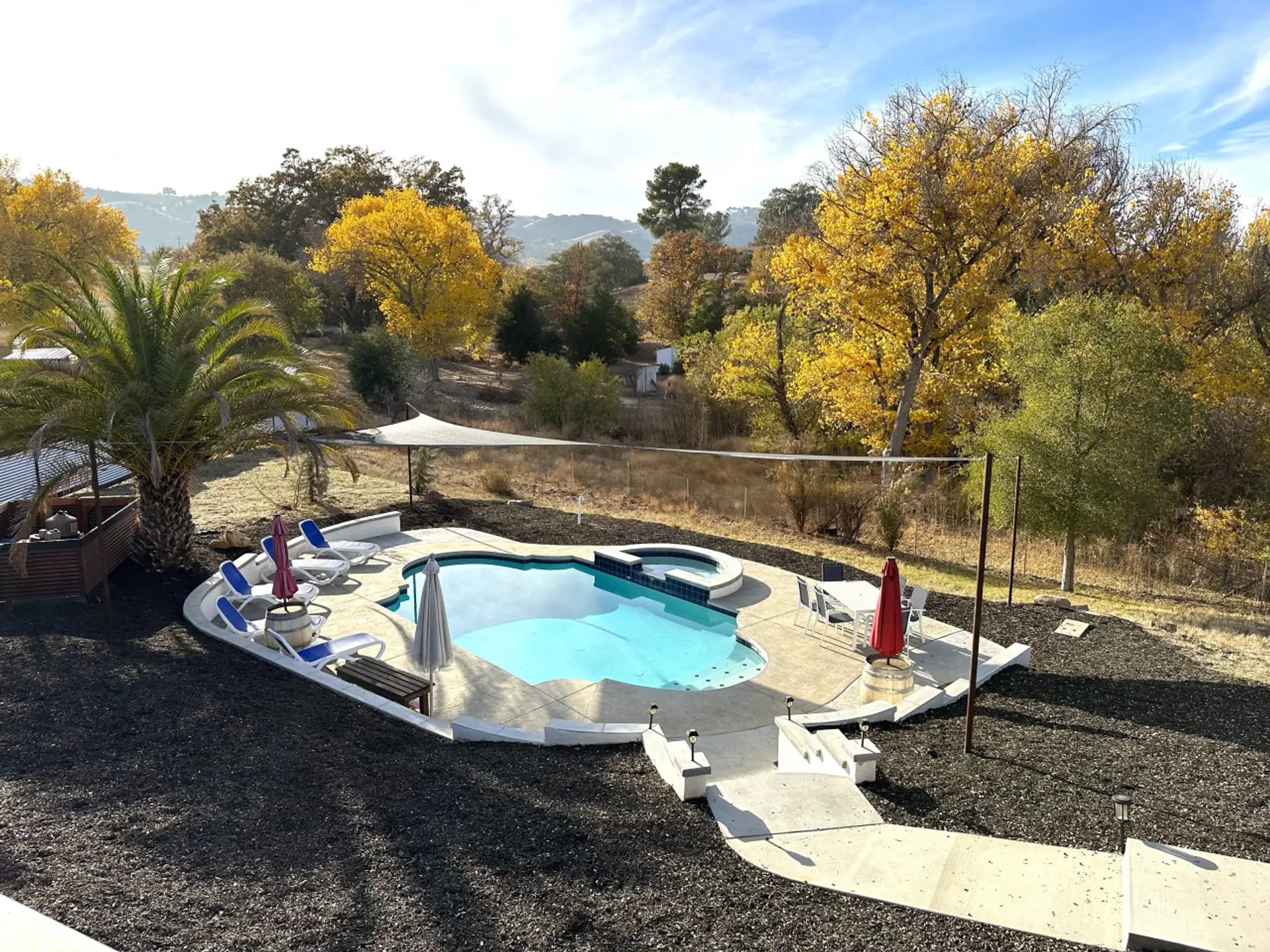 Outdoor pool and hot tub