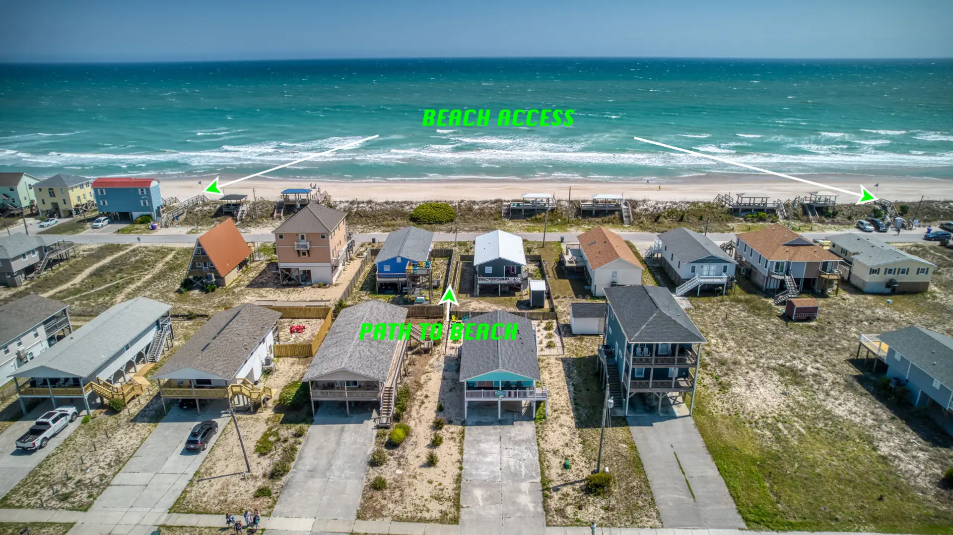 Birds eye view of the location with path to the beach access