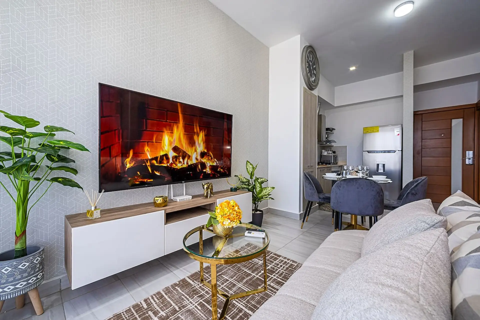 Living room with smart tv
