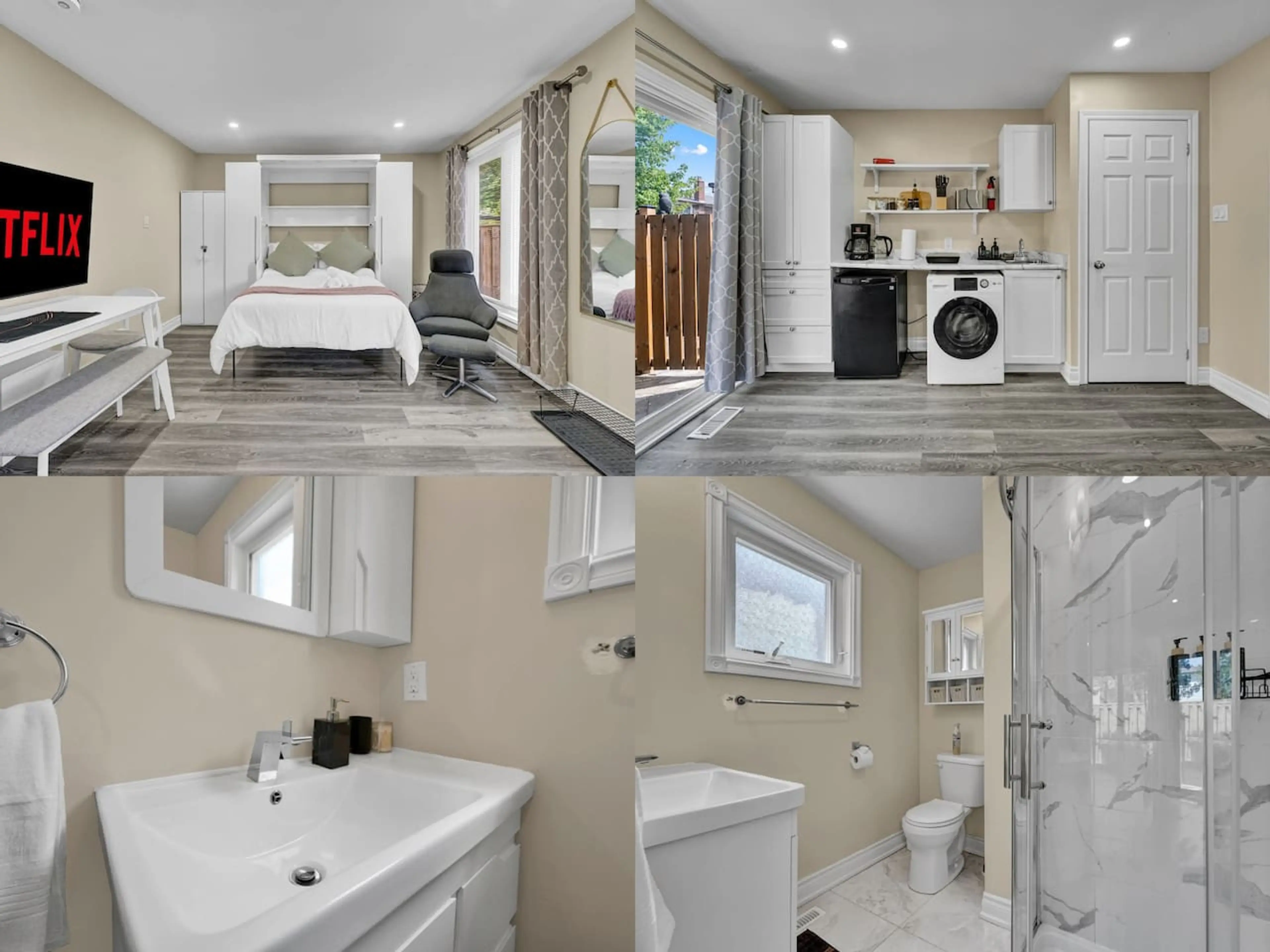 Experience a perfect blend of comfort and convenience. This cozy place offers a dedicated workspace, kitchenette with laundry, a modern bathroom, and a comfy bed. Everything you need for an effortless, enjoyable stay.