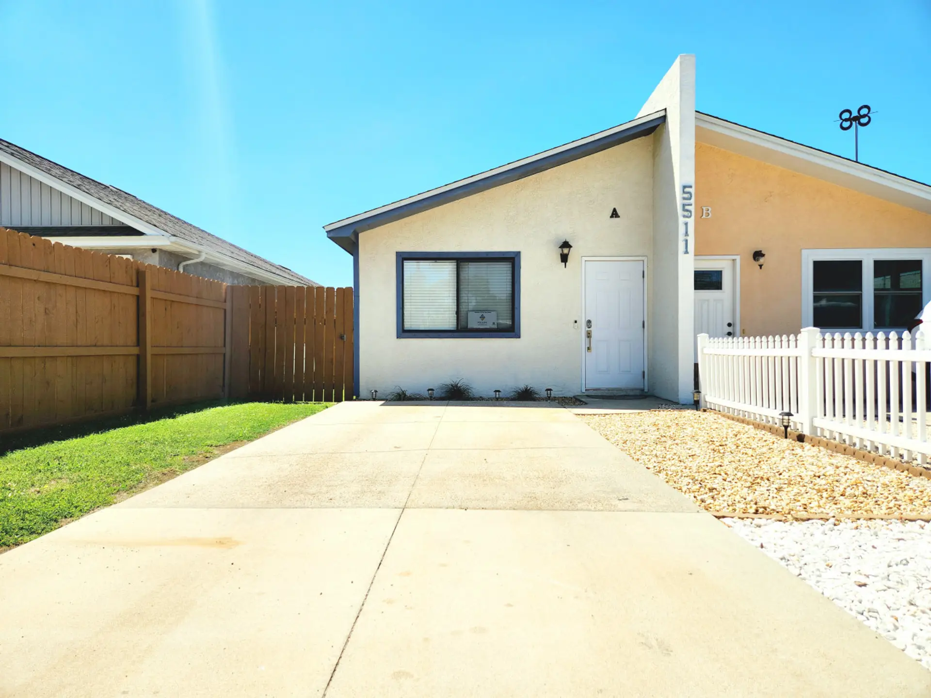 View of your beach home, you'll be staying on the left "A" side of the building.
