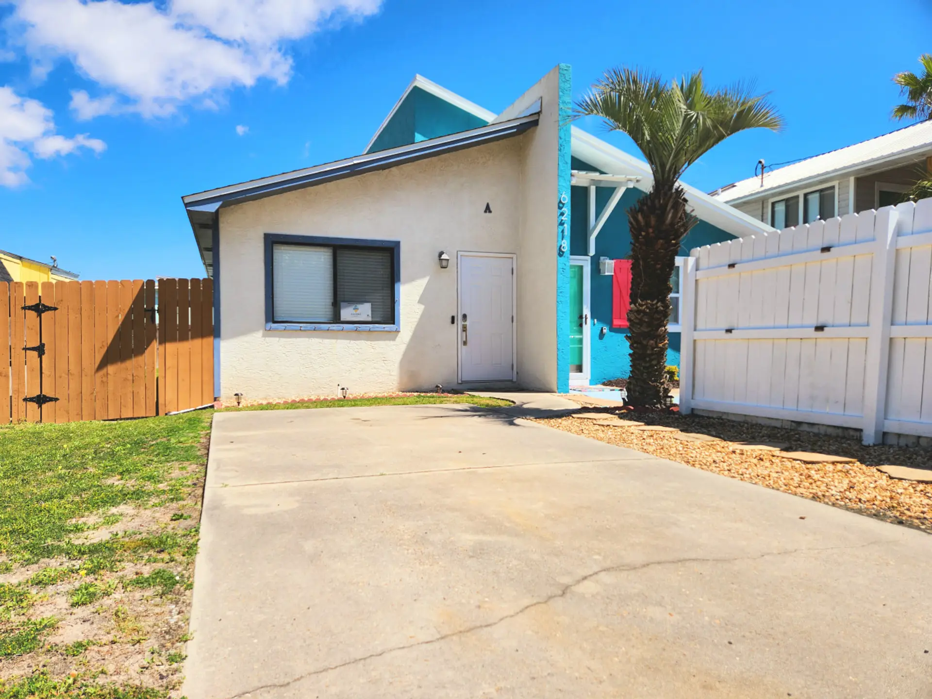 The front of the beach home you'll be staying in.  You'll be on the left "A" side of the building.