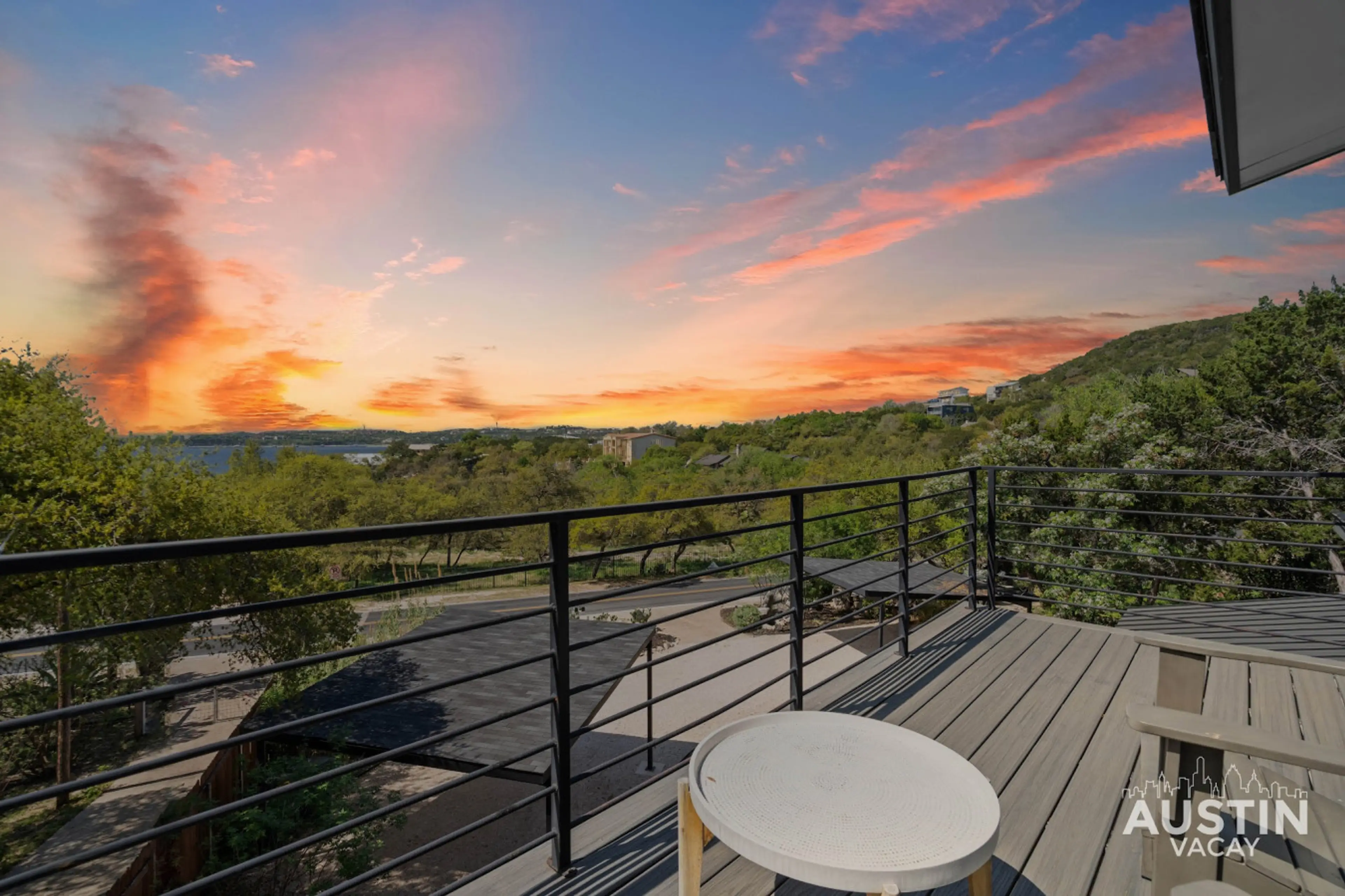 Catch golden-hour sunsets over Lake Travis from your private upper deck. Pull up a chair and take it all in.