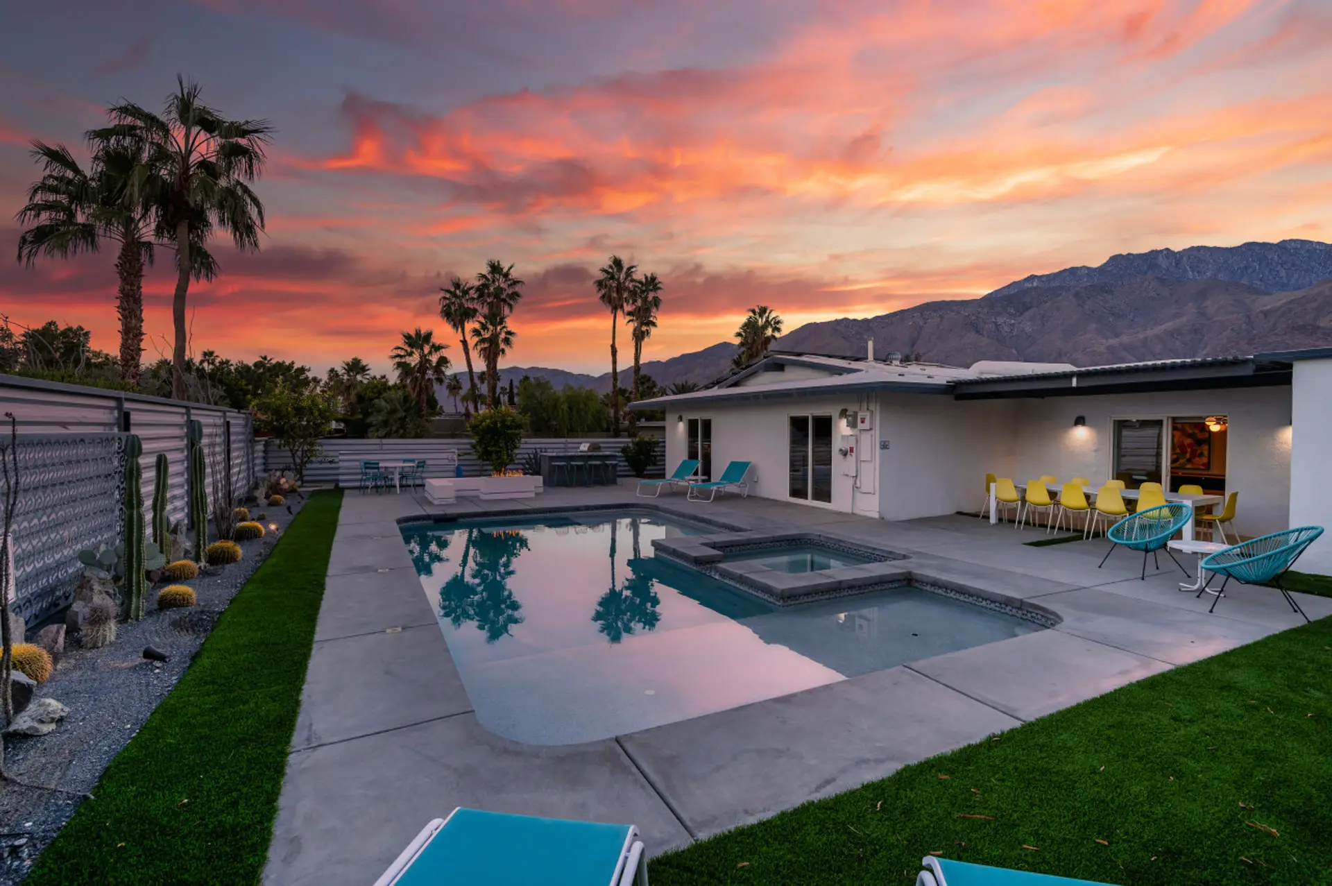 Backyard: pool and spa with mountain views