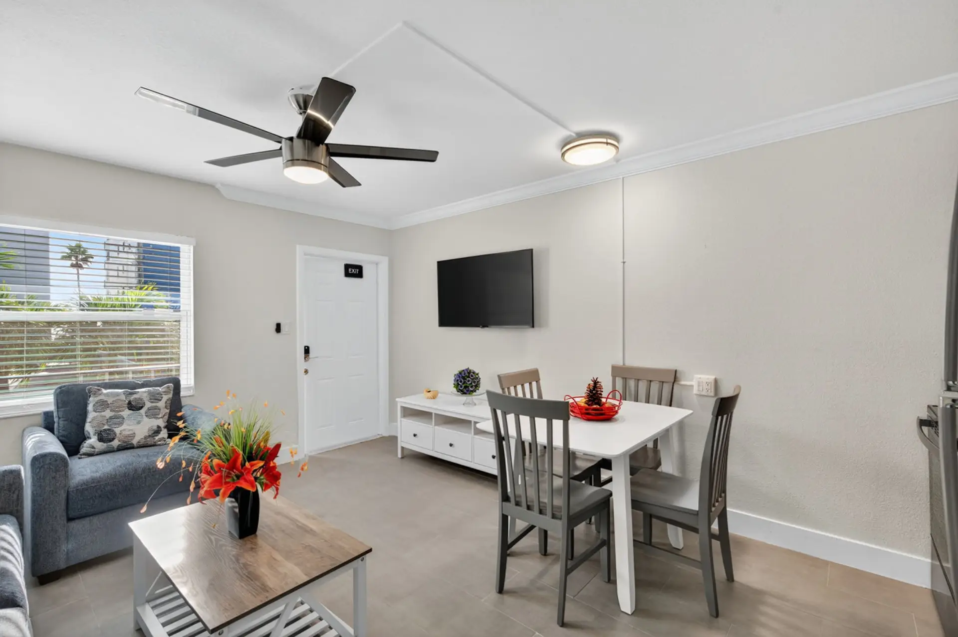 Cozy living & dining combo, perfect for relaxing evenings or sharing meals together.