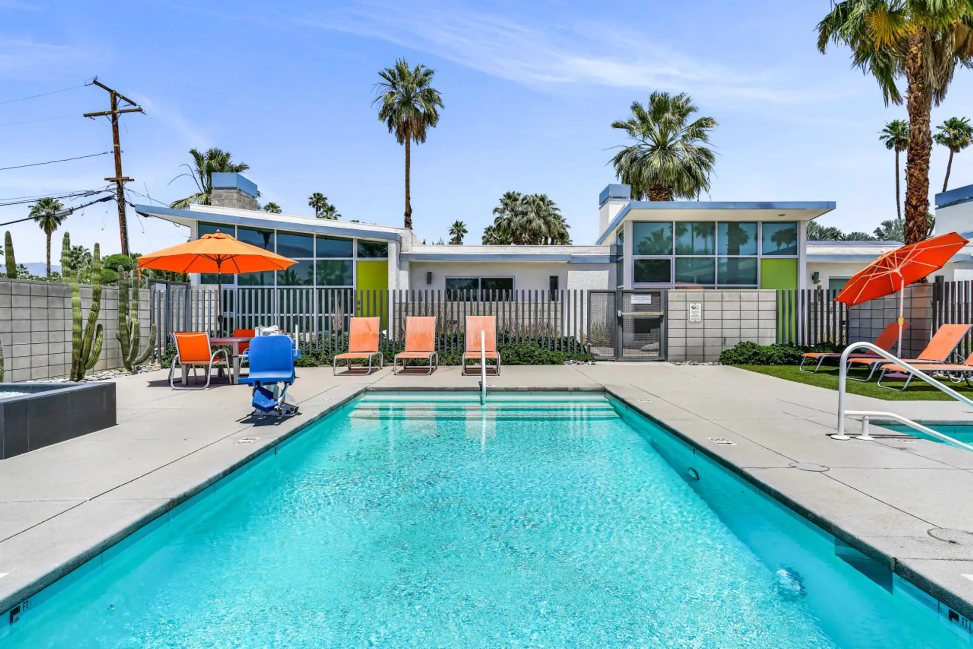 Beautiful community area with pool, spa, fire pit, and BBQ